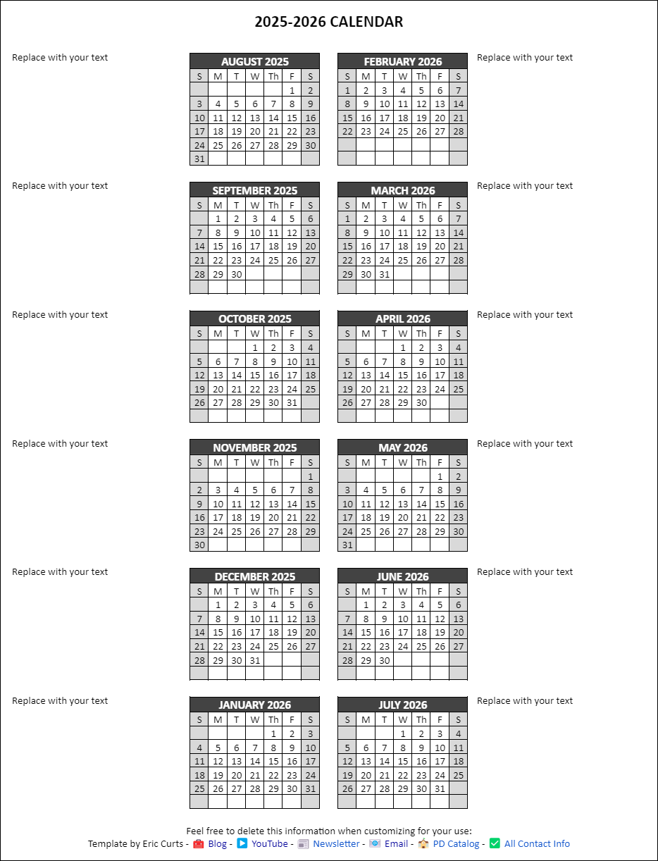 June 2025 Google Sheets Calendar