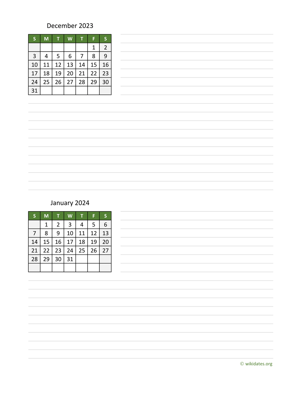 Calendar December 2023 January 2026