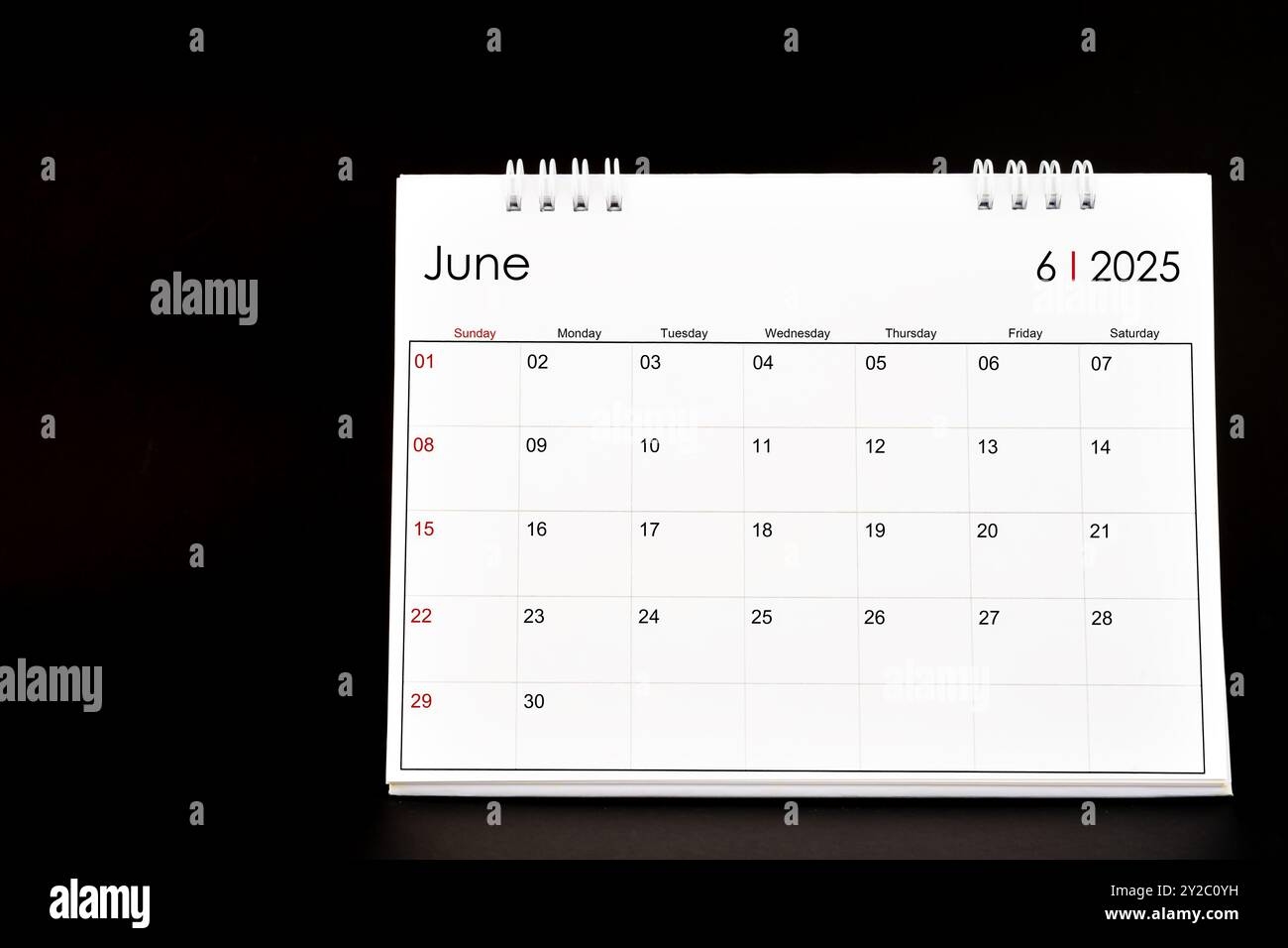 Desk Calendar For June 2025 Desktop Calendar On A Black Color Background Stock Photo Alamy