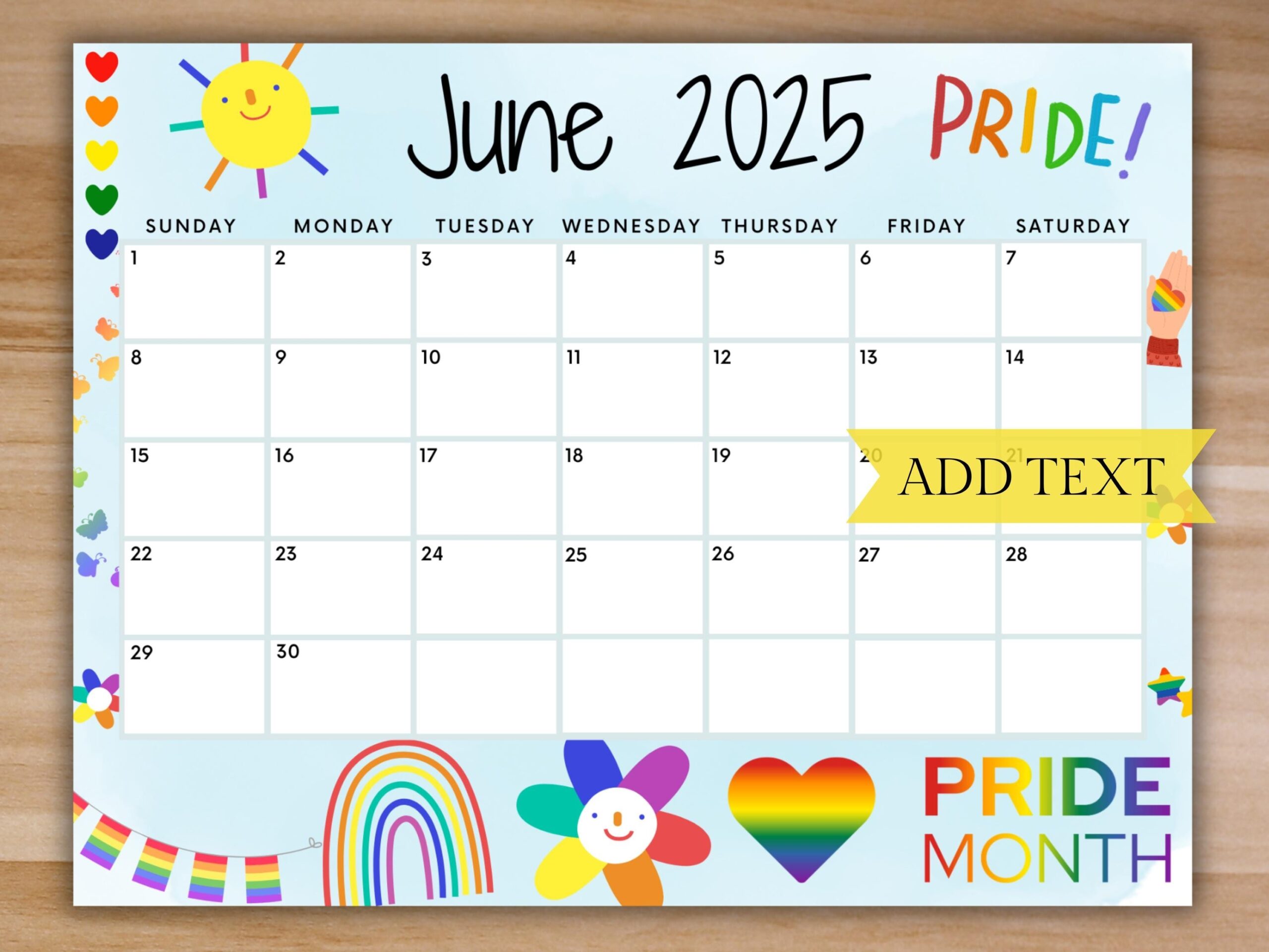 EDITABLE June 2025 Calendar Printable School Calendar Cute Summer Calendar W June Pride Month Monthly Calendar Pride Calendar Fillable Etsy
