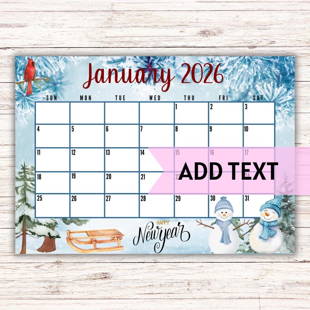 Calendar January 2026 Printable