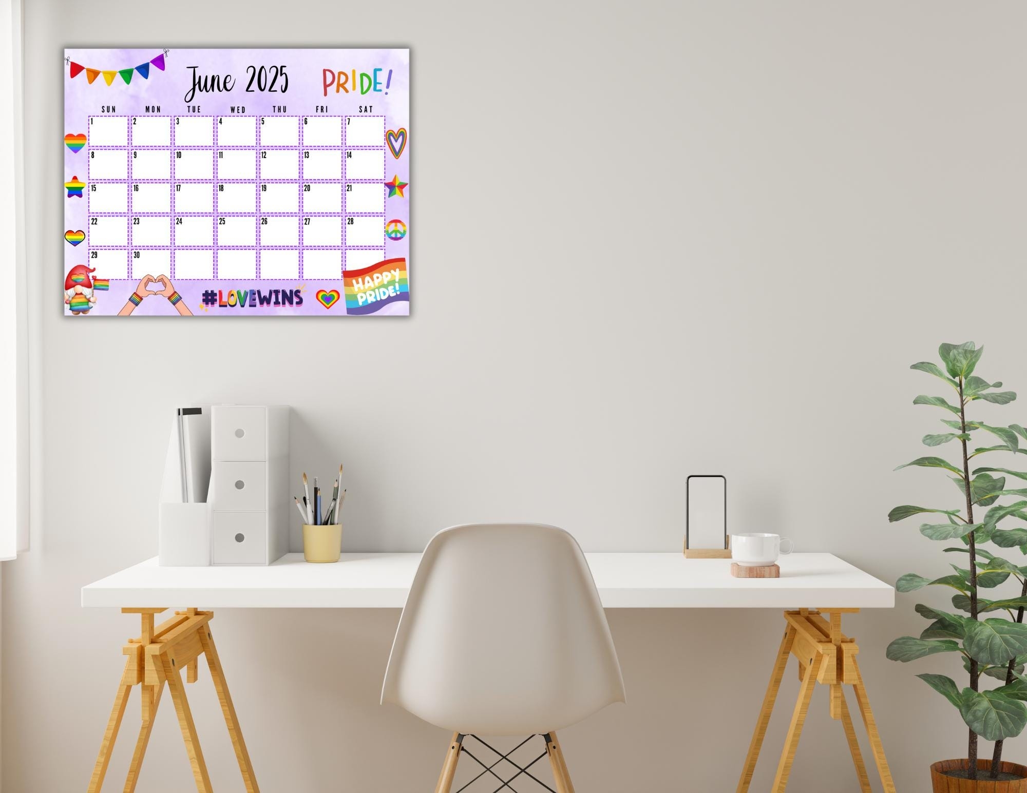 EDITABLE Printable June Calendar 2025 Summer LGBT Calendar 2025 Happy Pride Month June Calendar Pride Calendar Fillable Calendar Etsy