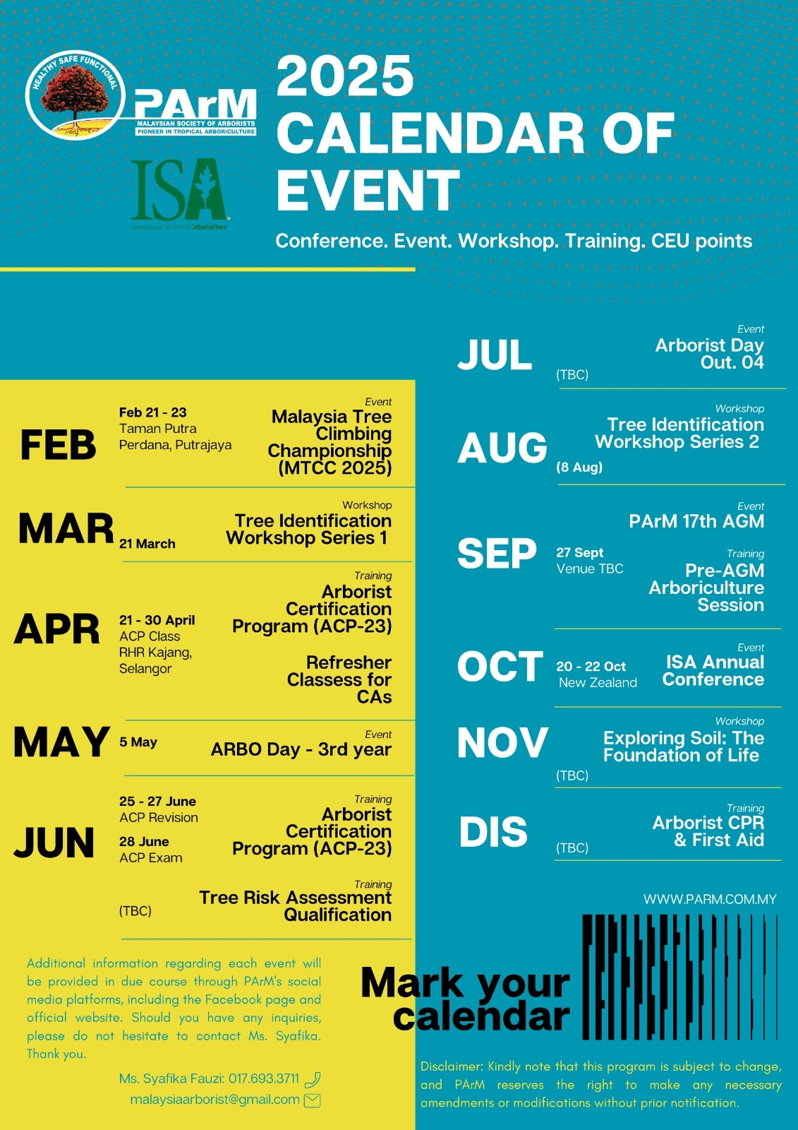 Events And Activities Calendar 2025 Malaysian Society Of Arborist
