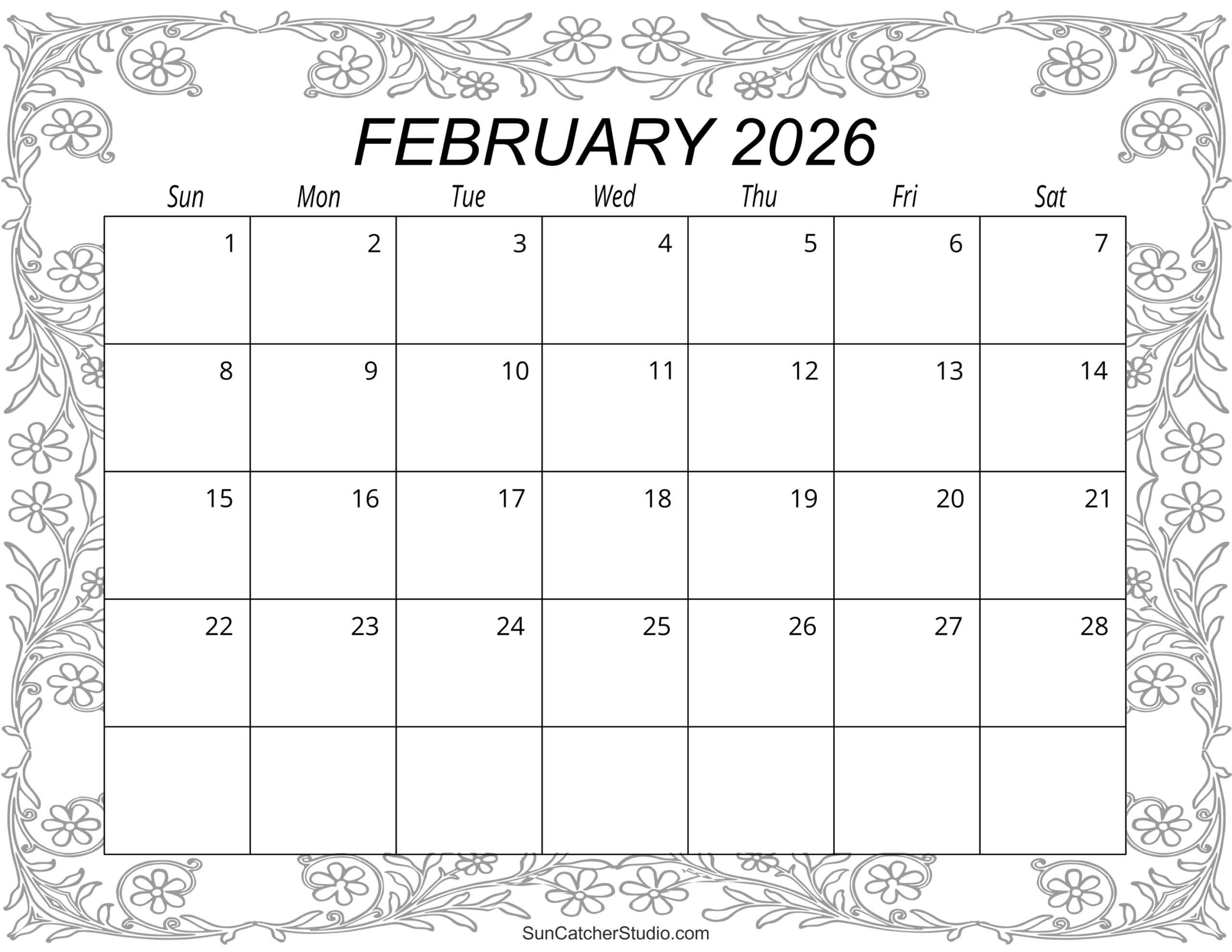 Blank Calendar For February 2026