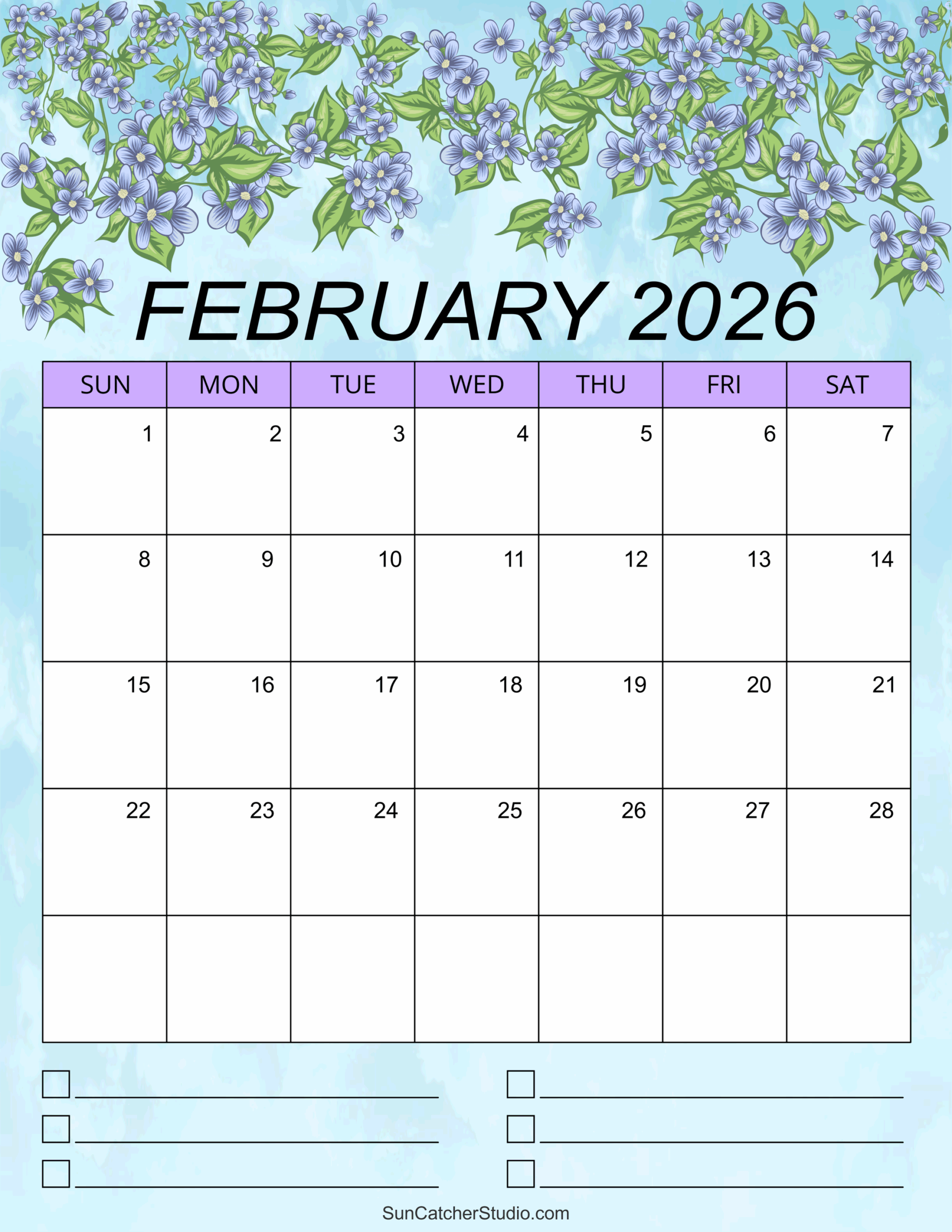 February 2026 Calendar Free Printable Free Printables 