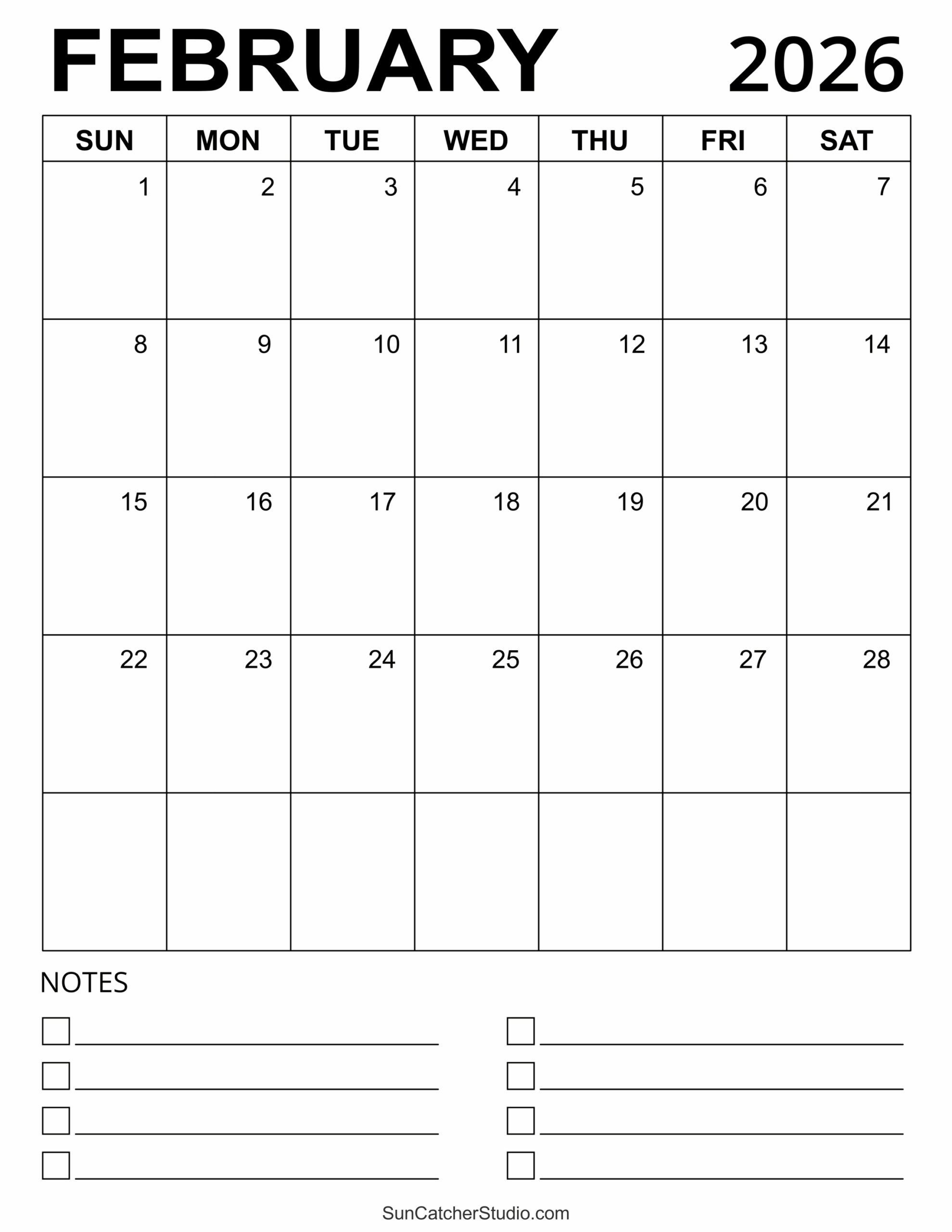 February 2026 Calendar Template