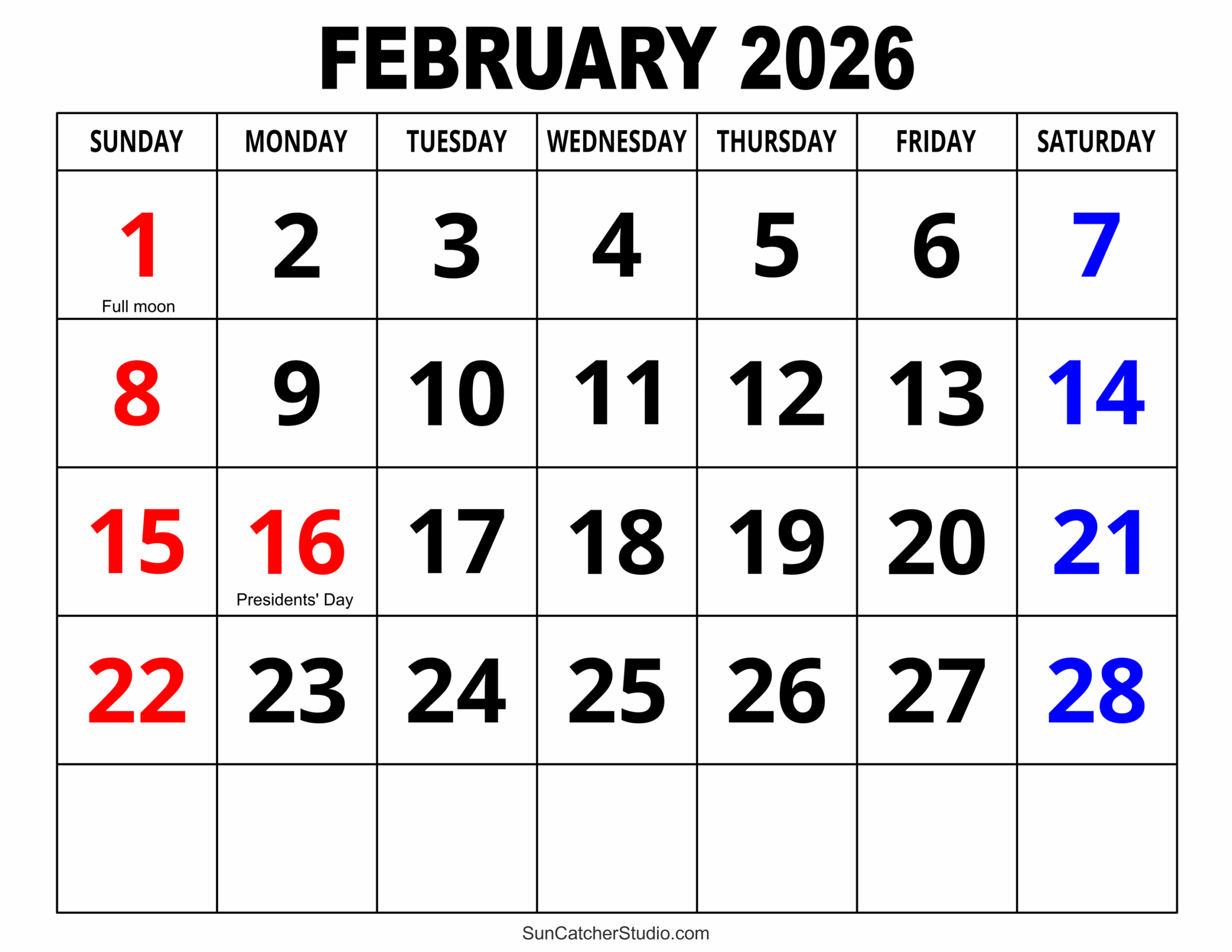 February 2026 Calendar Free Printable Free Printables Monograms Design Tools Patterns U0026 DIY Projects