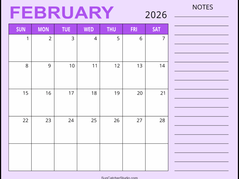 February 2026 Calendar Free Printable Free Printables Monograms Design Tools Patterns U0026 DIY Projects