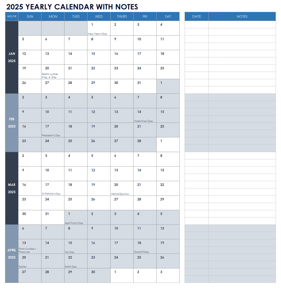 June 2025 Calendar Excel Template