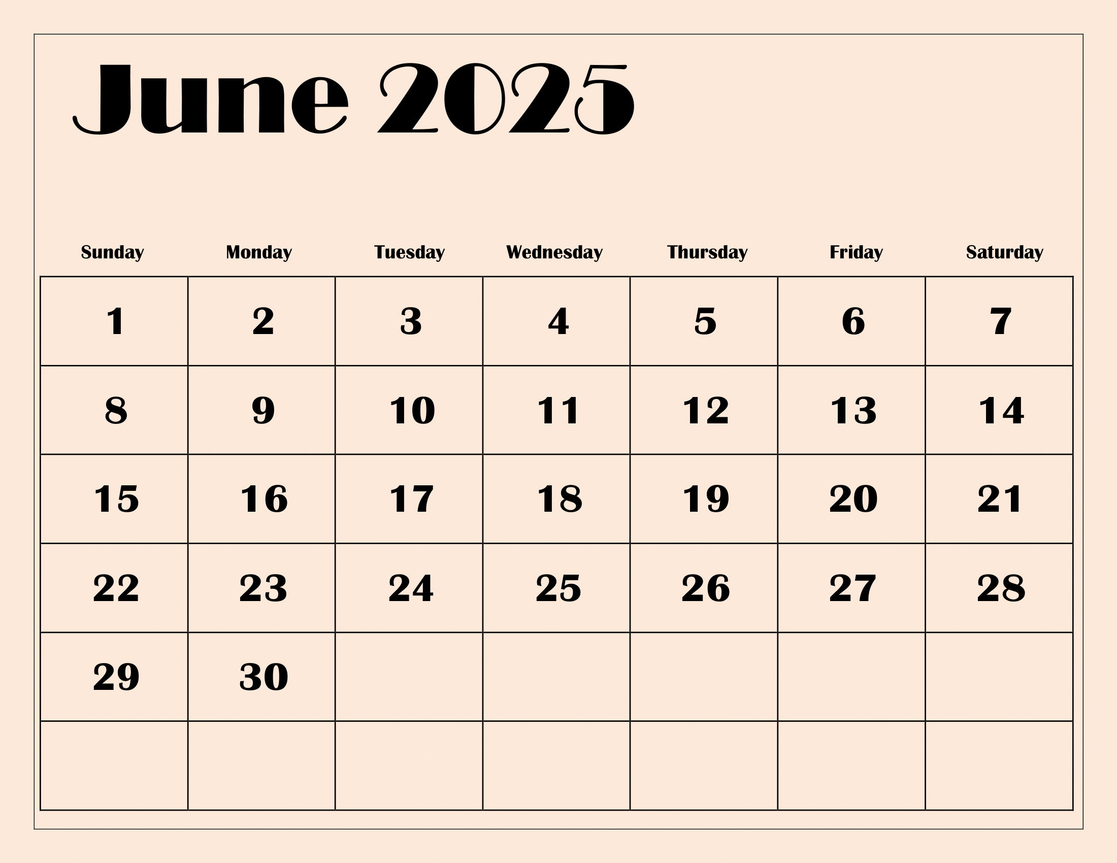 Free June 2025 Calendar Printable PDF Template With Holidays