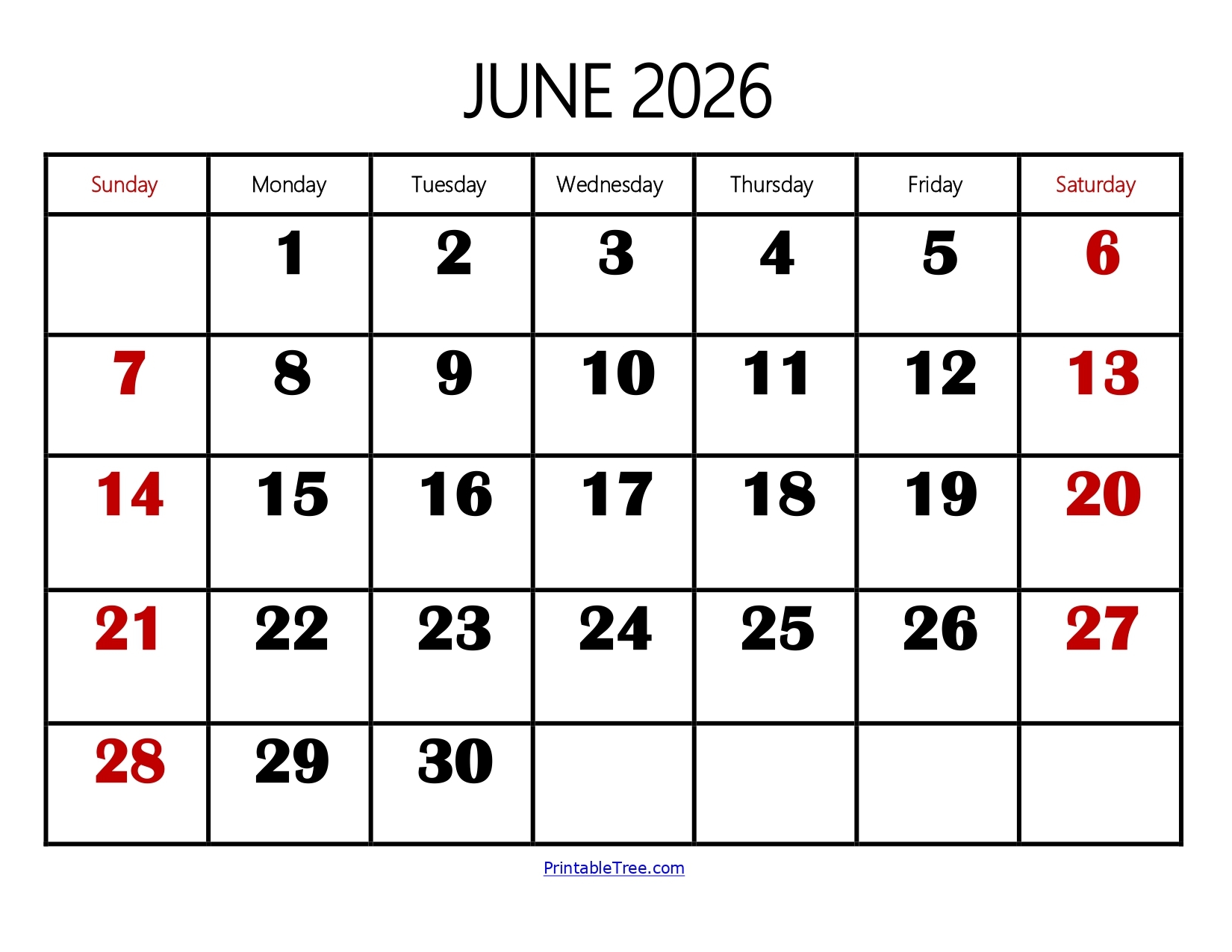 Printable Calendar June 2026 To May 2026