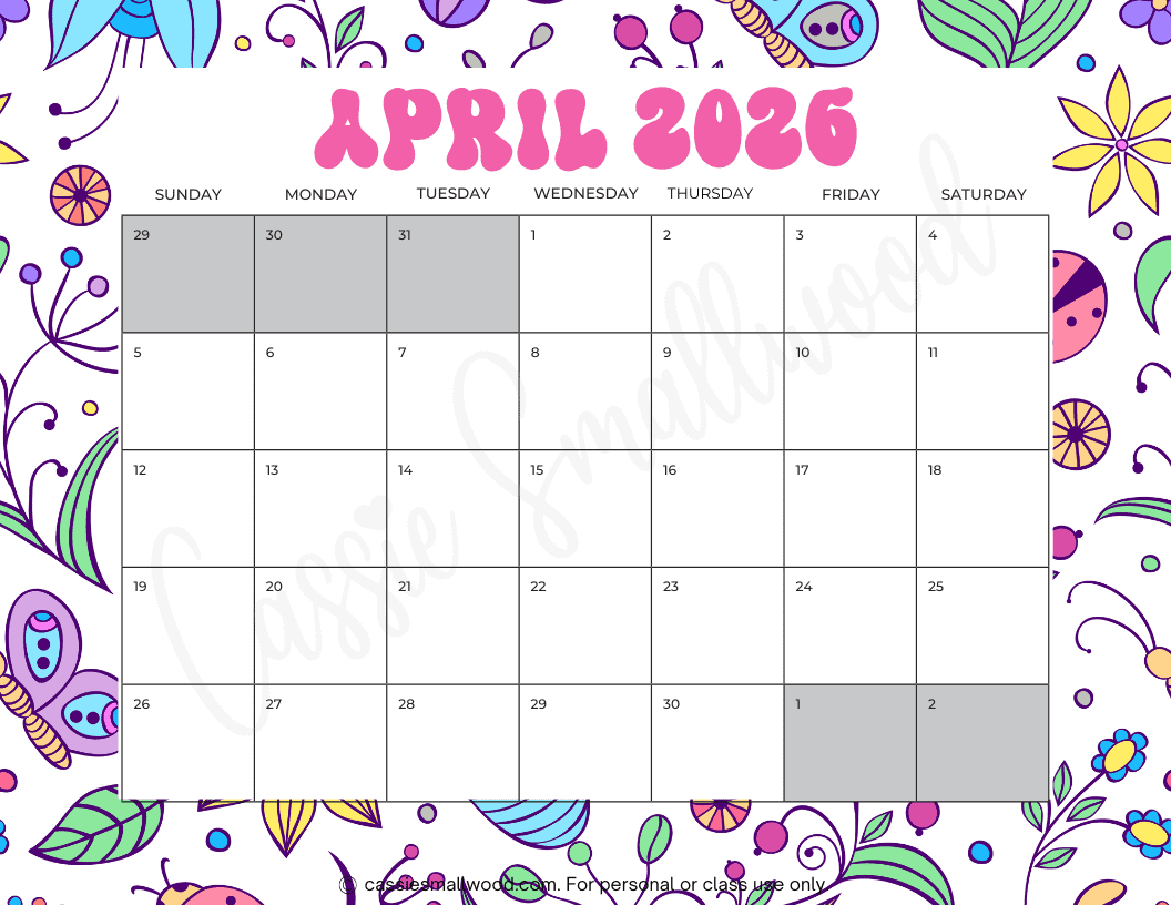 Calender For April 2026