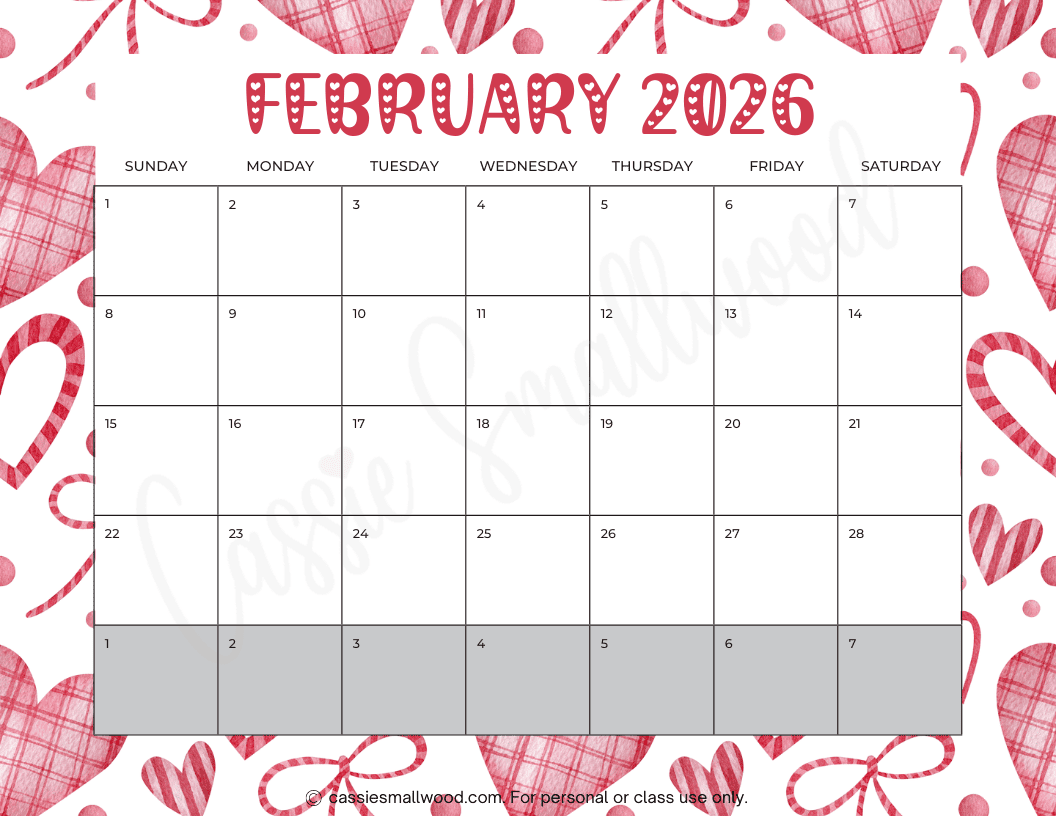 Free Calendar February 2026 Printable