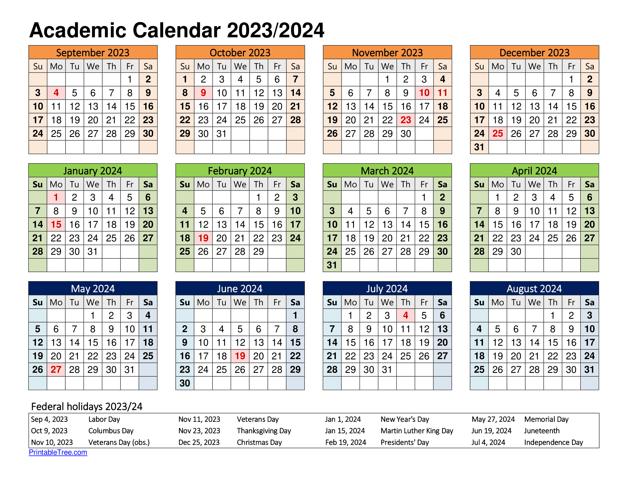 Free Printable Academic Calendar 2024 To 2025 Templates Printable Tree