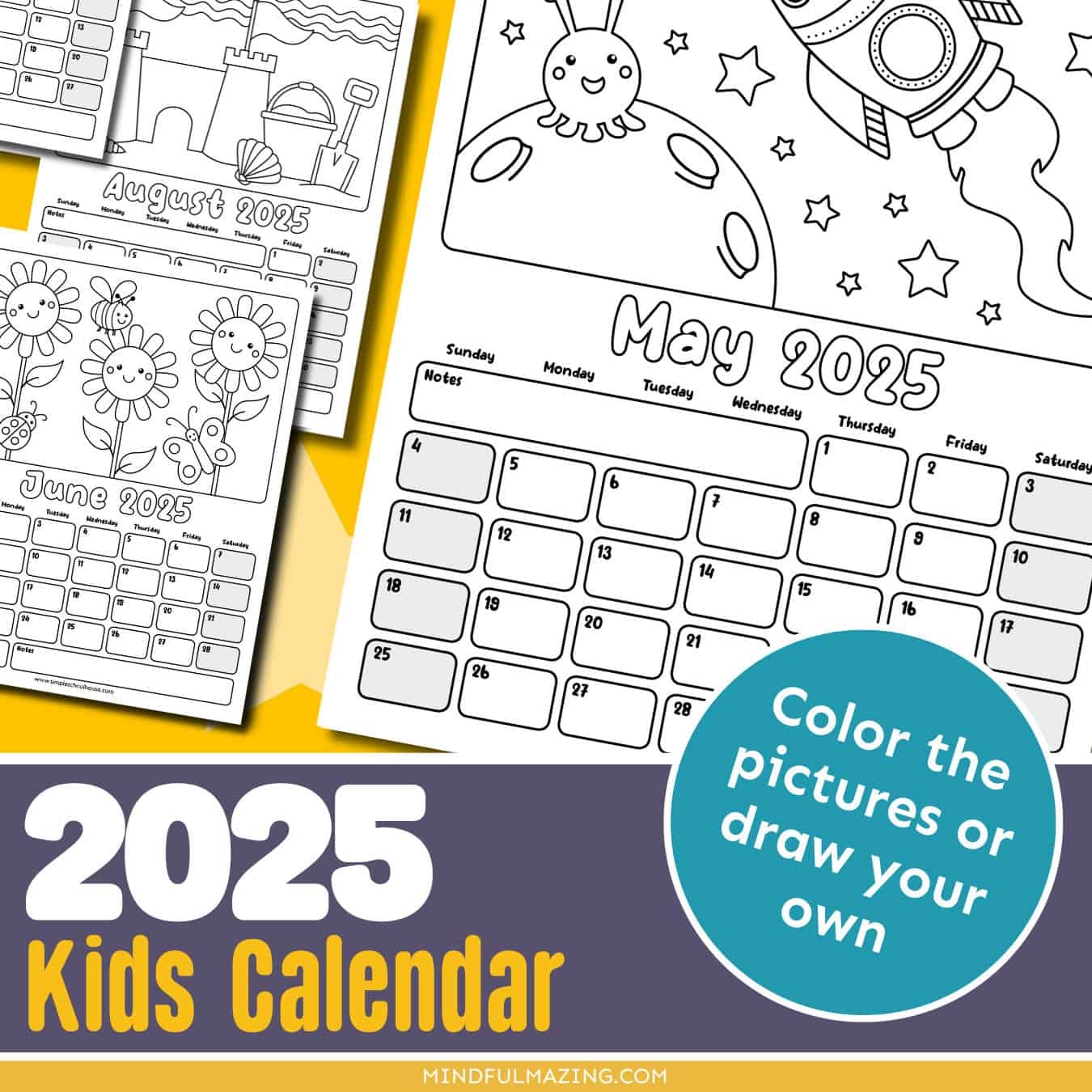 Free Printable Coloring Calendar For Kids In 2025 Mindfulmazing