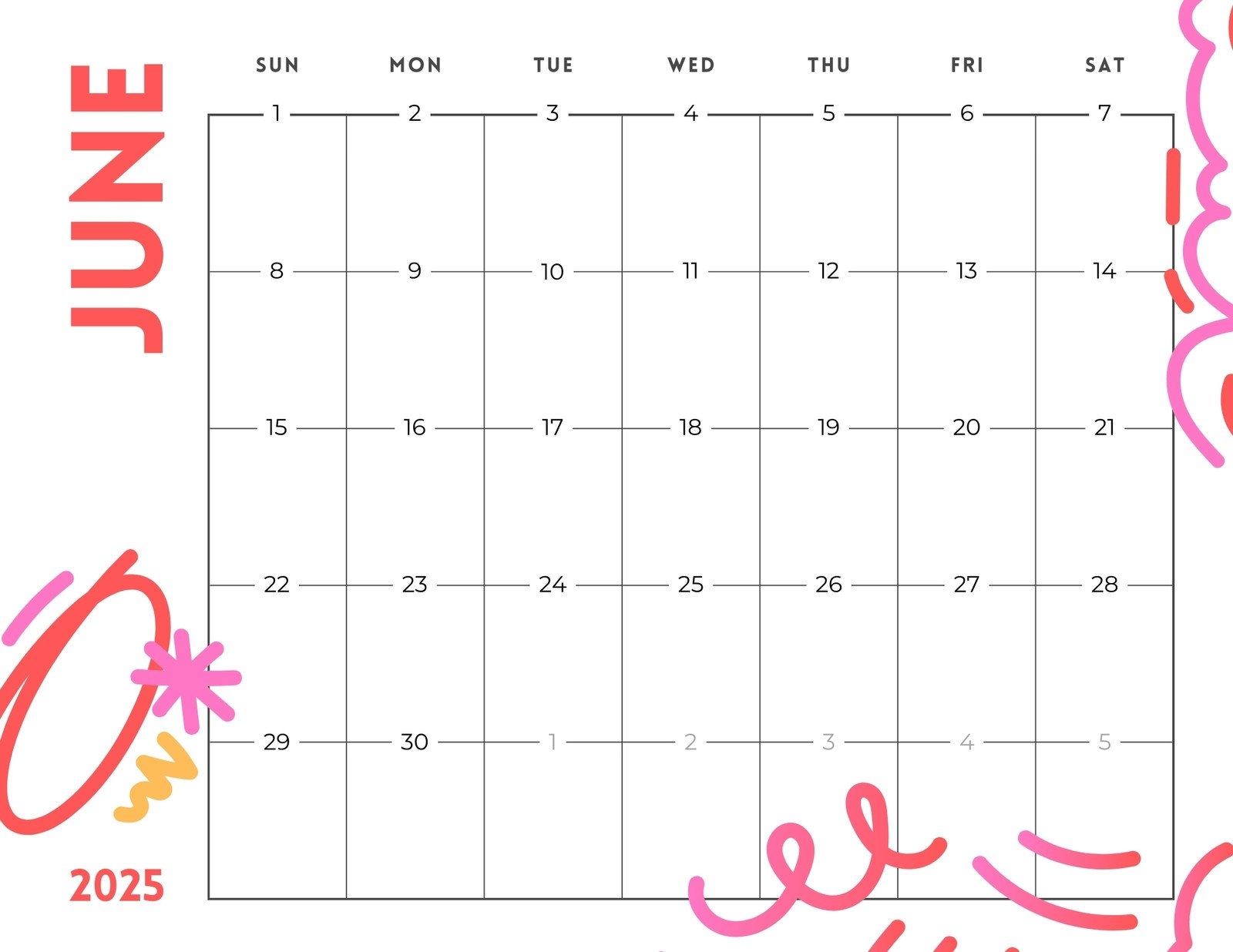 Calendar June 2025 Online