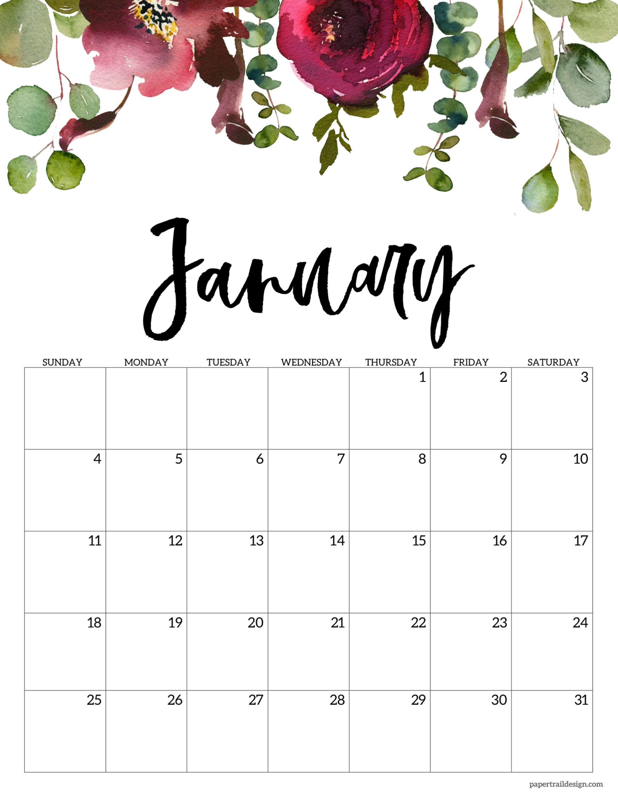 January 2026 Calendar Printabulls