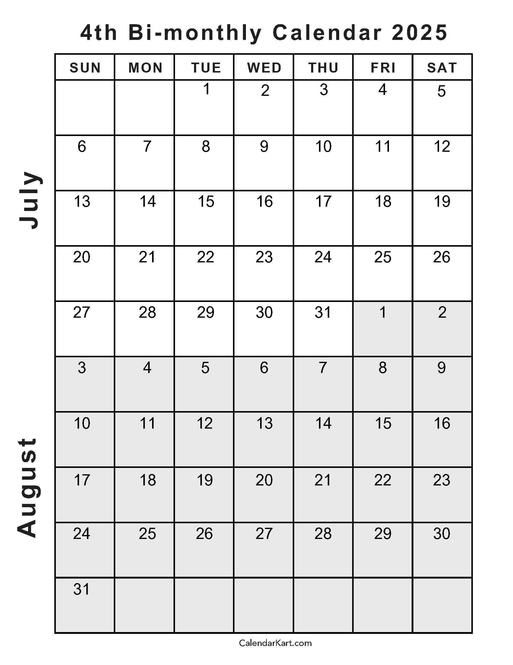 Calendar 2025 May June July August