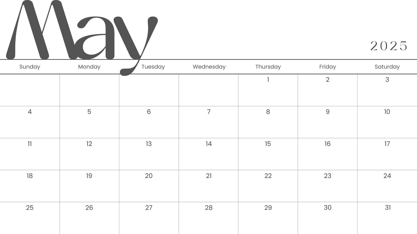 Editable May 2026 Calendar