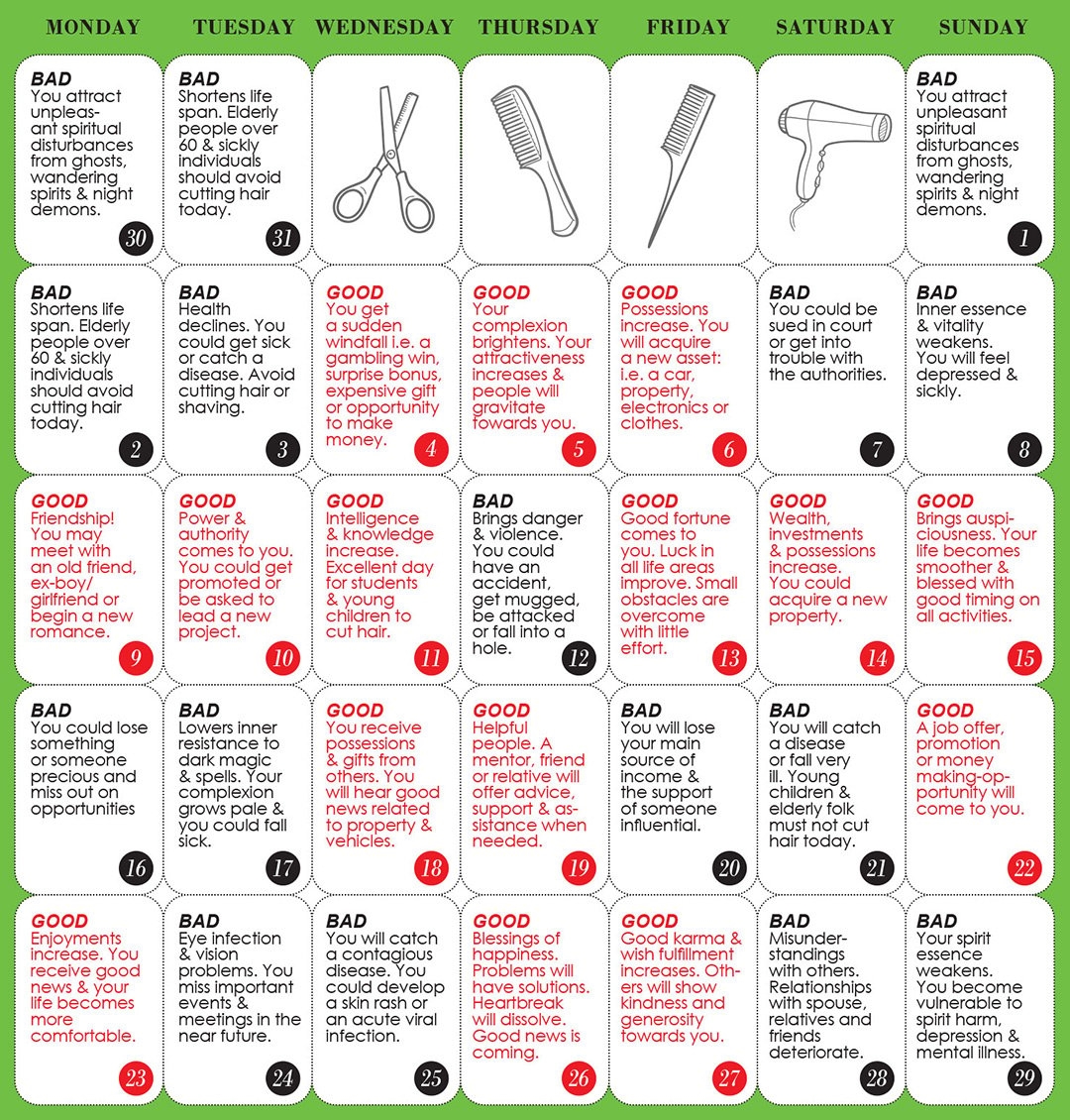 Good U0026 Bad Days To Cut Hair For December 2024 WOFS