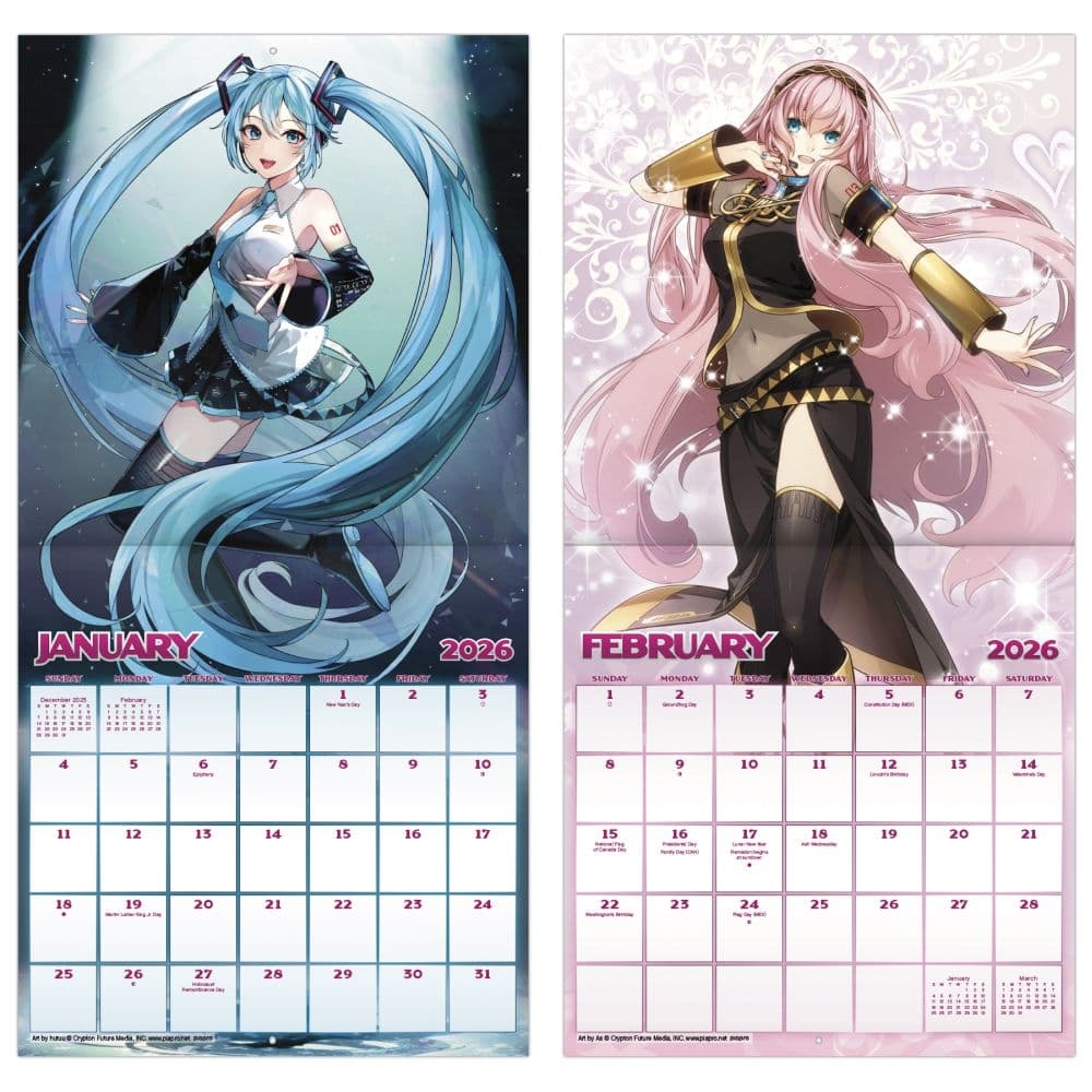 Hatsune Miku 2026 Wall Calendar Calendars