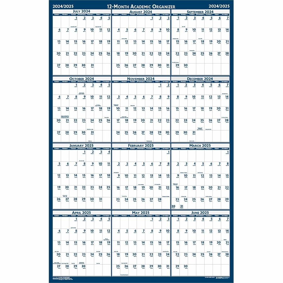 Calendar July 2025 - June 2026