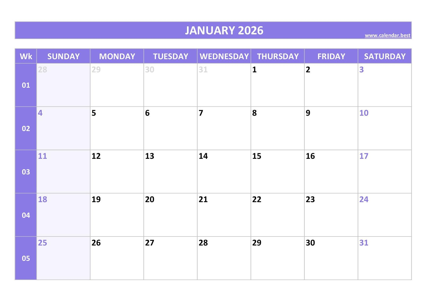 2026 Calendar January To June