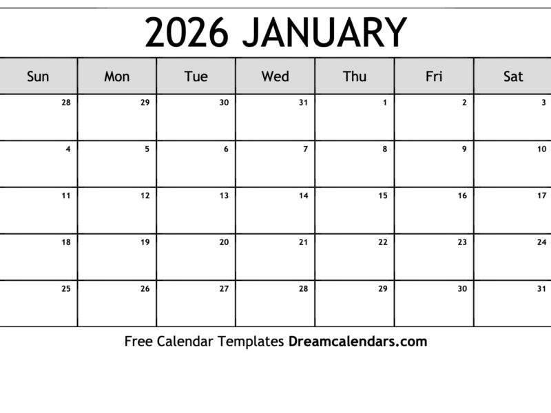 January 2026 Calendar Free Printable With Holidays And Observances