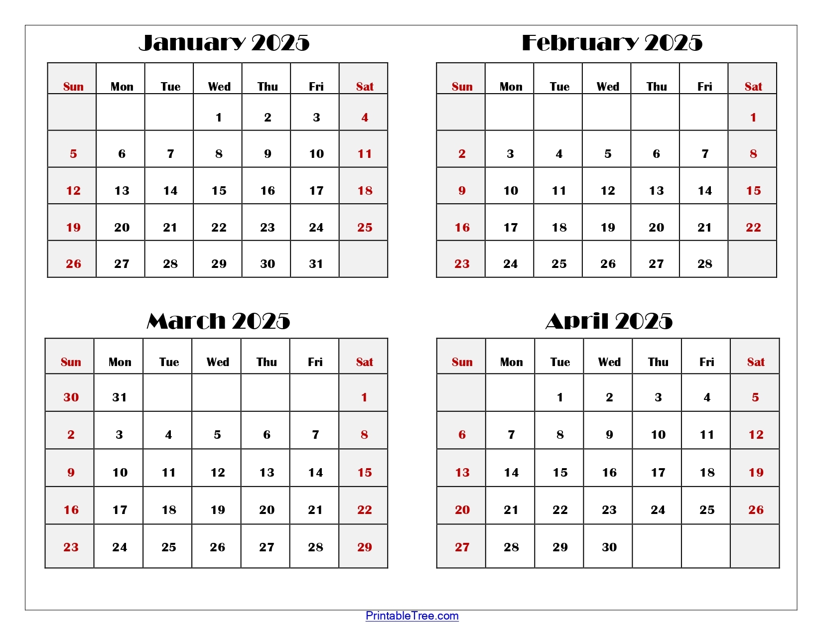 January Through June 2025 Calendar
