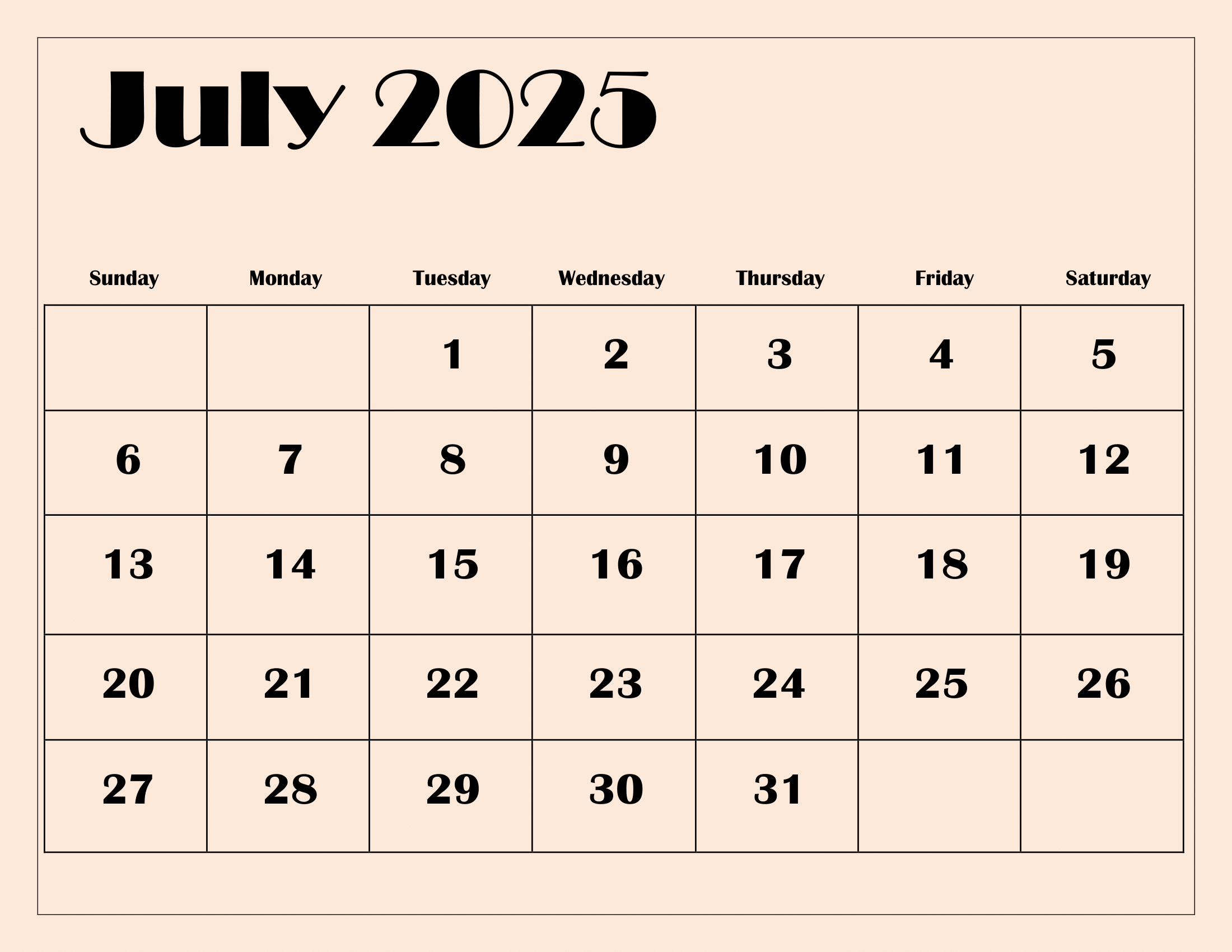 Calender June July 2025