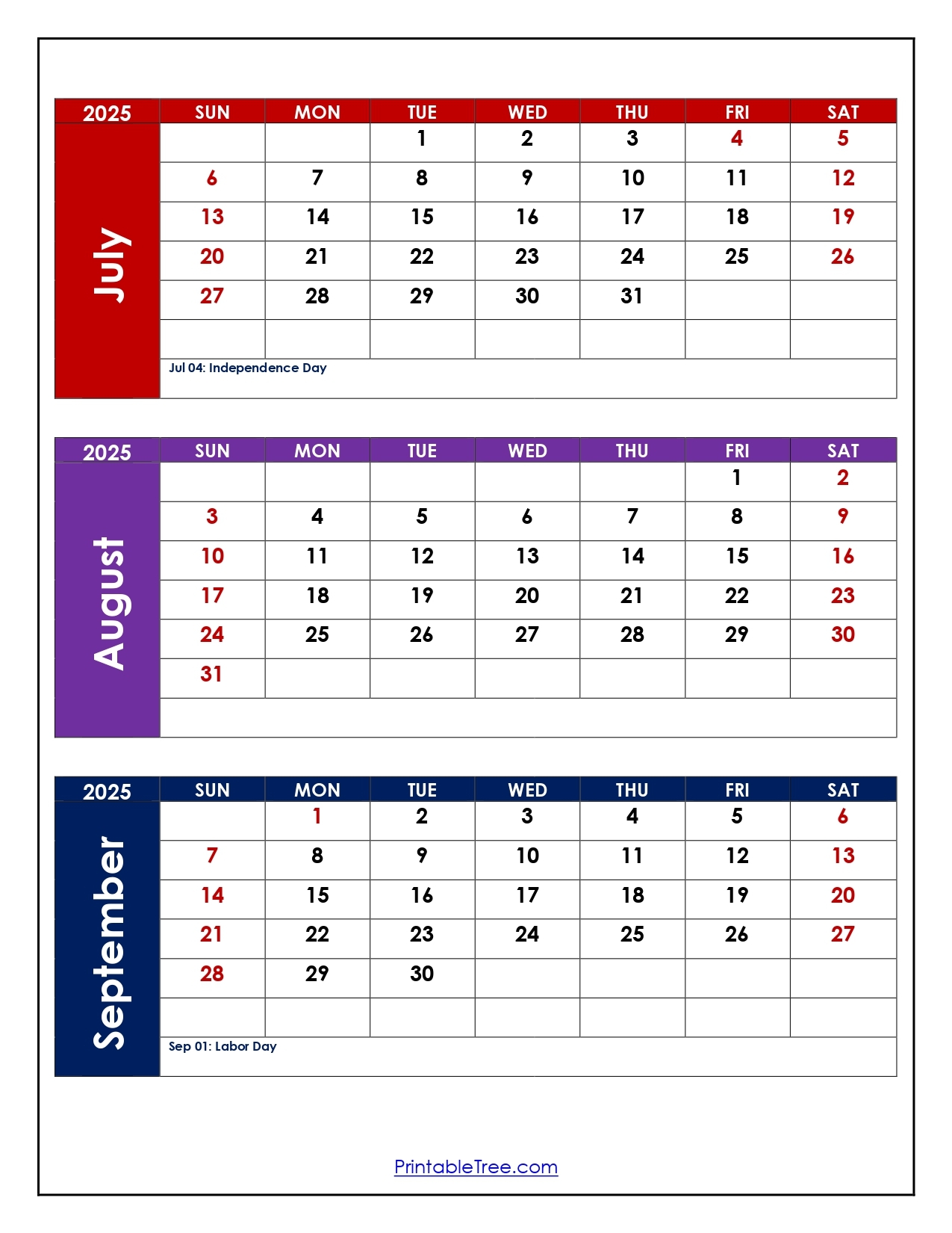 June 2025 To September 2025 Calendar