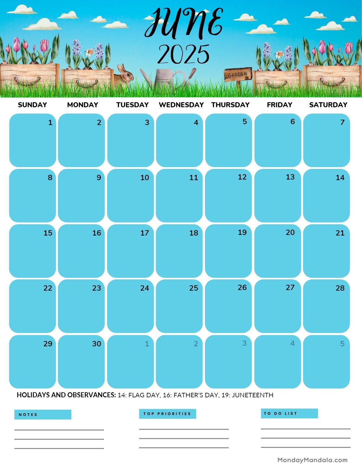 June 2025 Calendar Printable Vertical