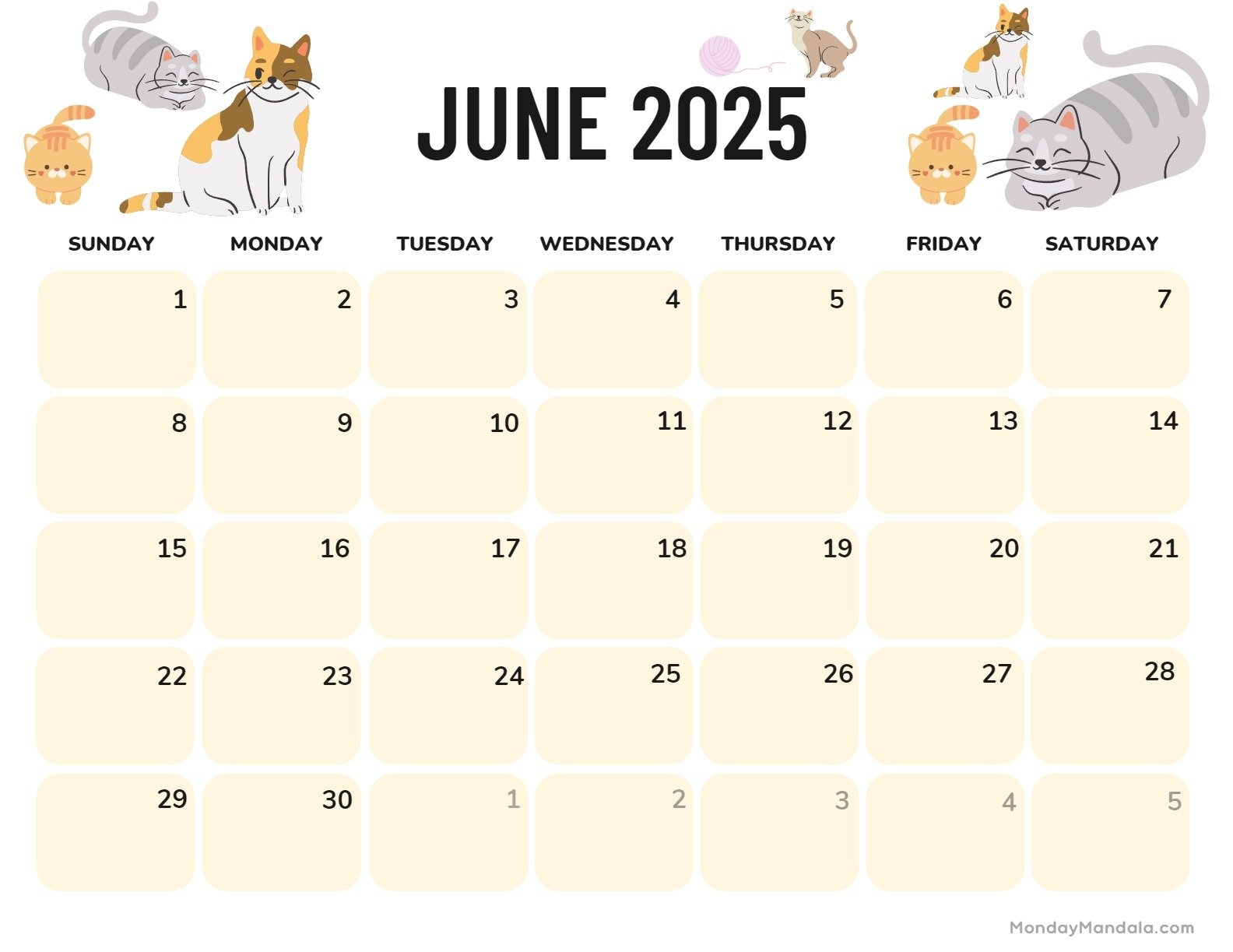 June 2025 Calendar 52 Free PDF Printables 