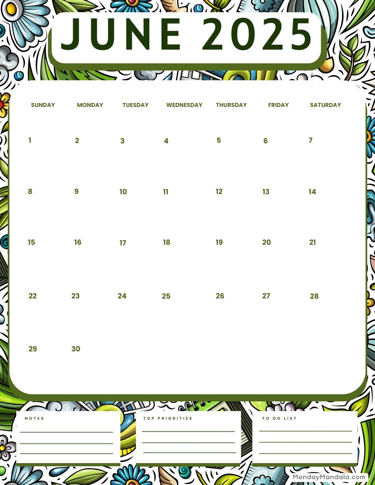 June 2025 Calendar 52 Free PDF Printables 