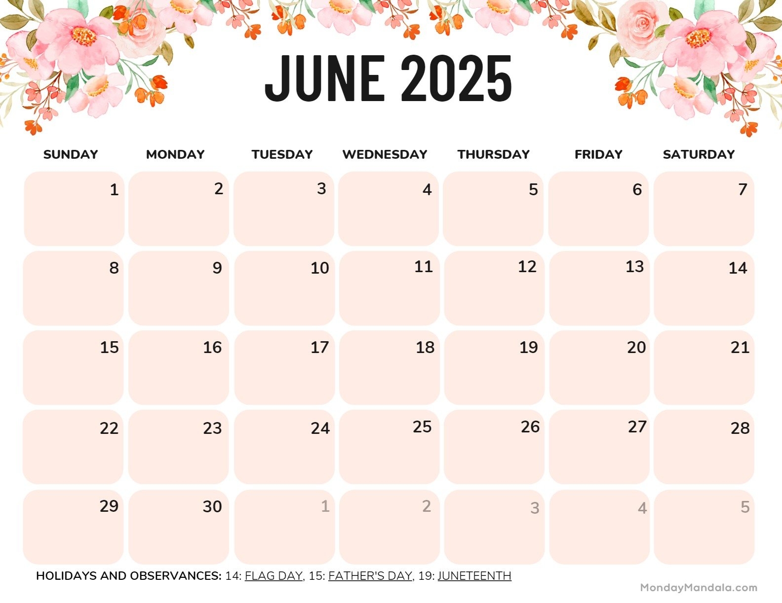 June 2025 Calendar 52 Free PDF Printables 
