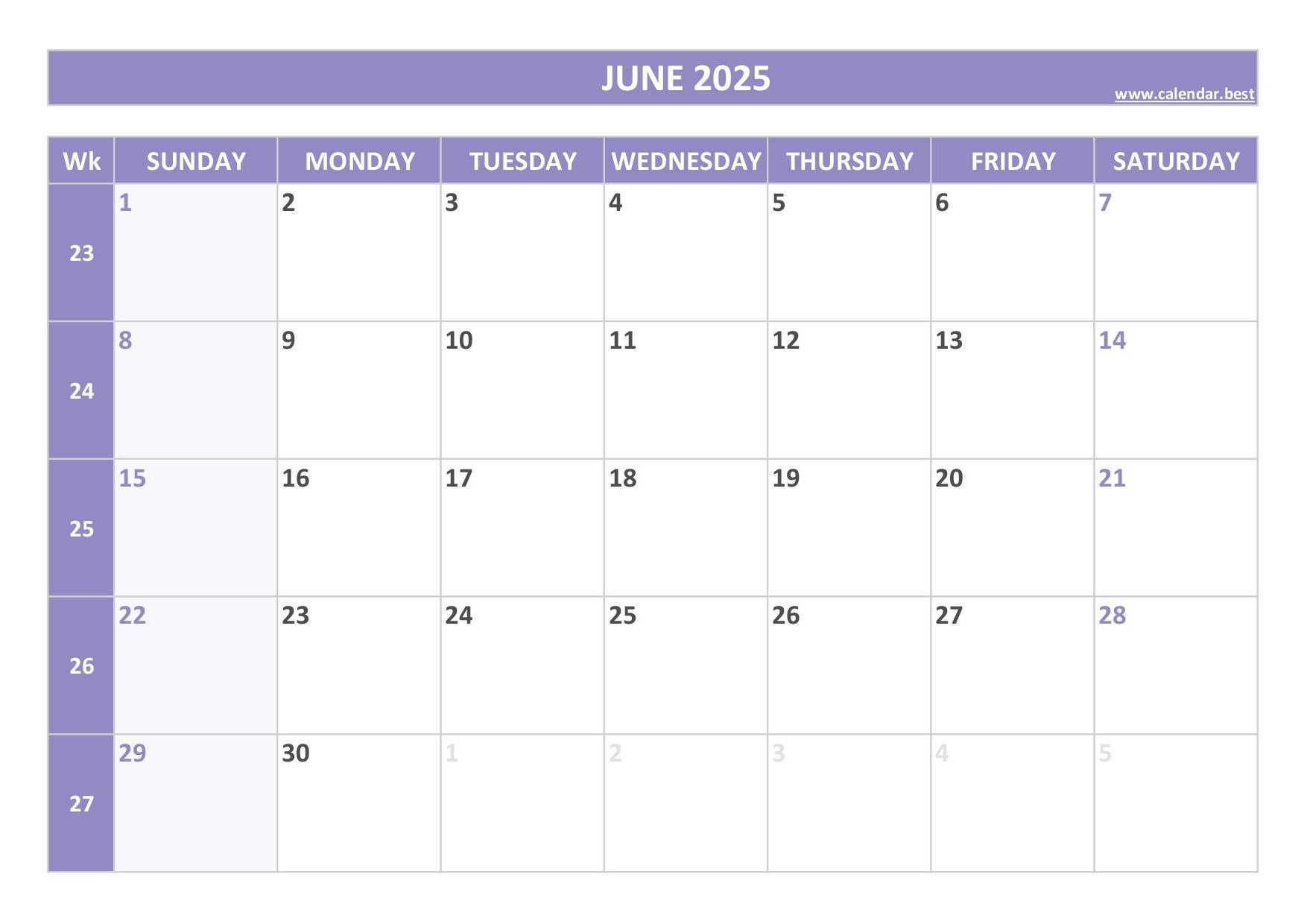June 2025 Calendar Calendar best