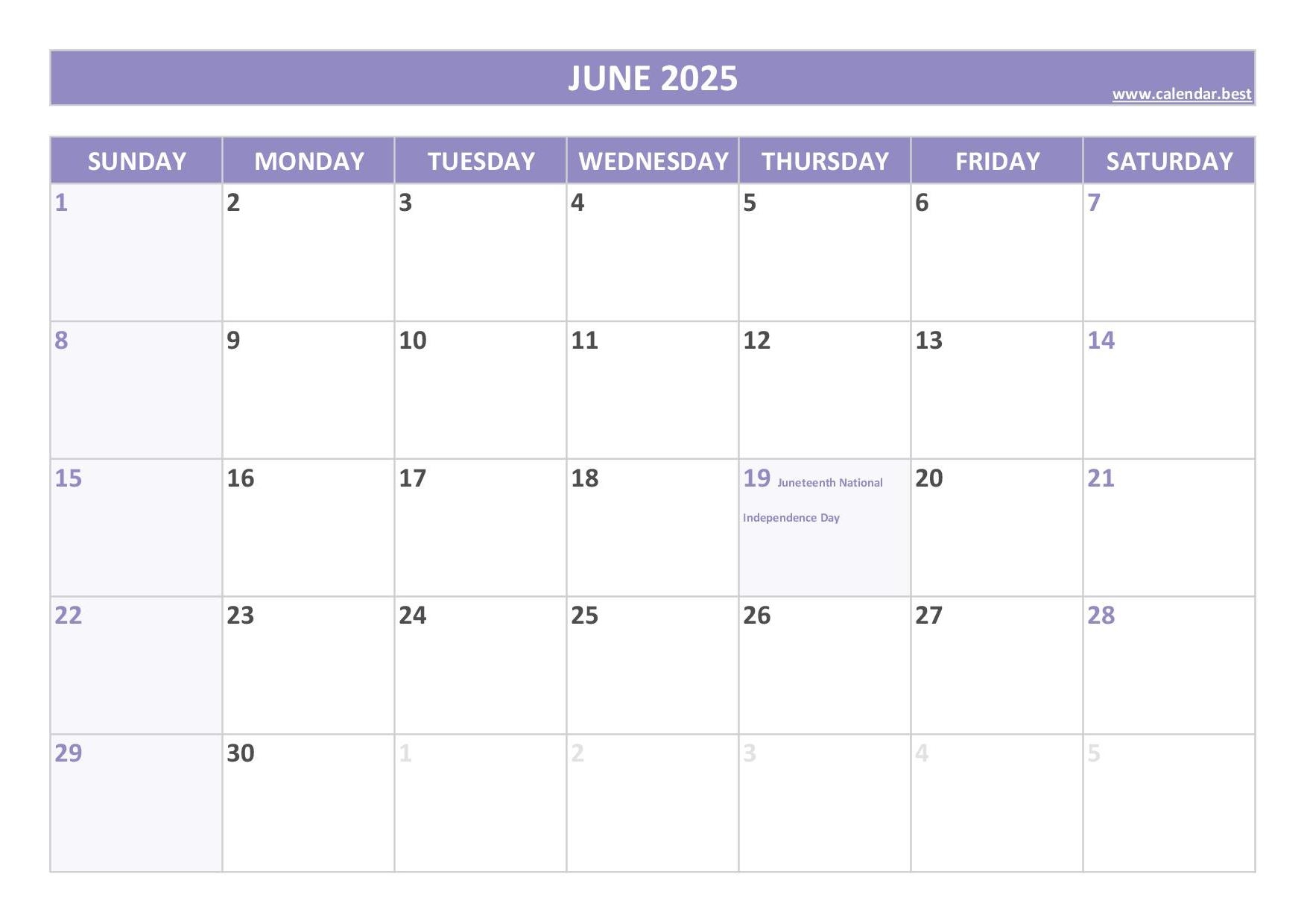 June 2025 Calendar Calendar best