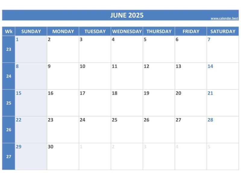 June 2025 Calendar Calendar best