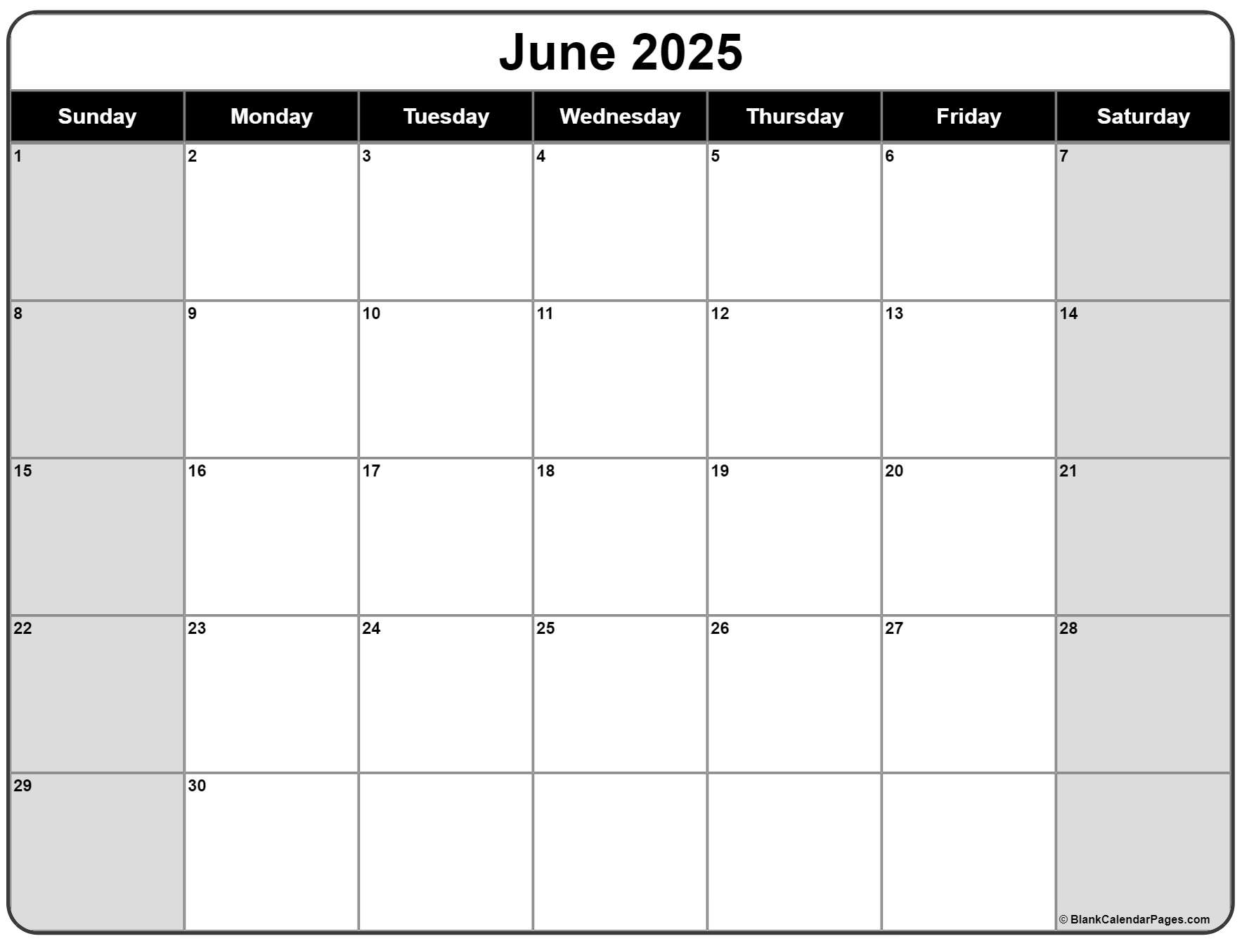 June 2025 Calendar Free Printable Calendars