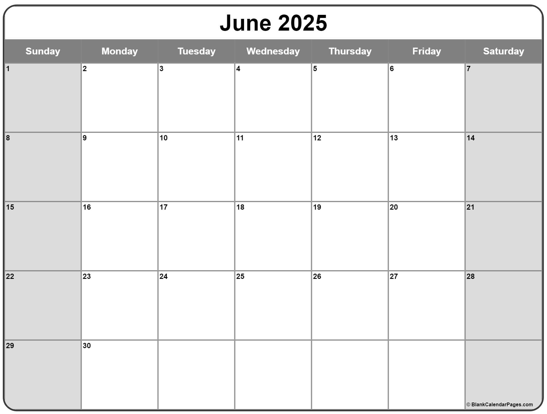 Black June 2025 Calendar