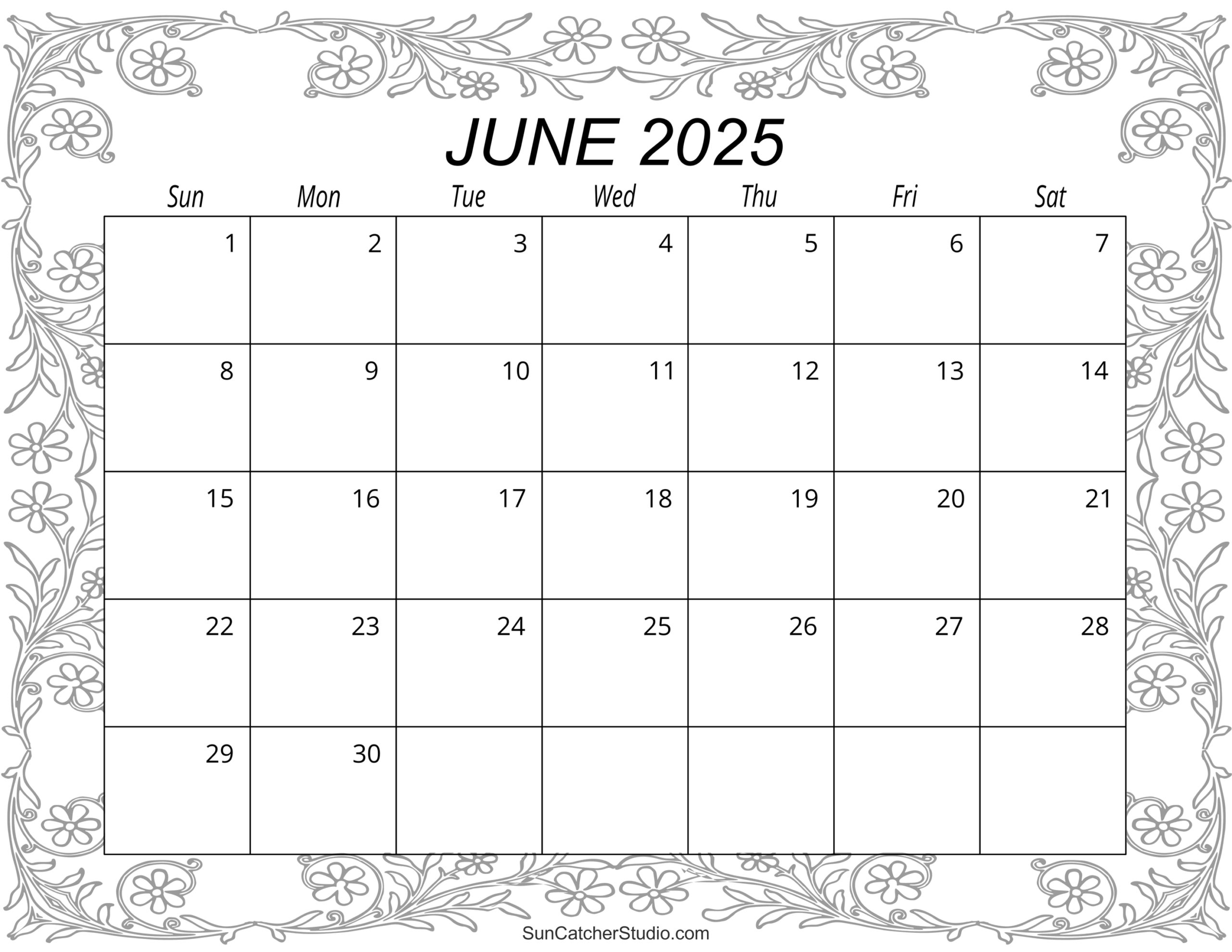 June 2025 Calendar Free Printable Free Printables Monograms Design Tools Patterns U0026 DIY Projects