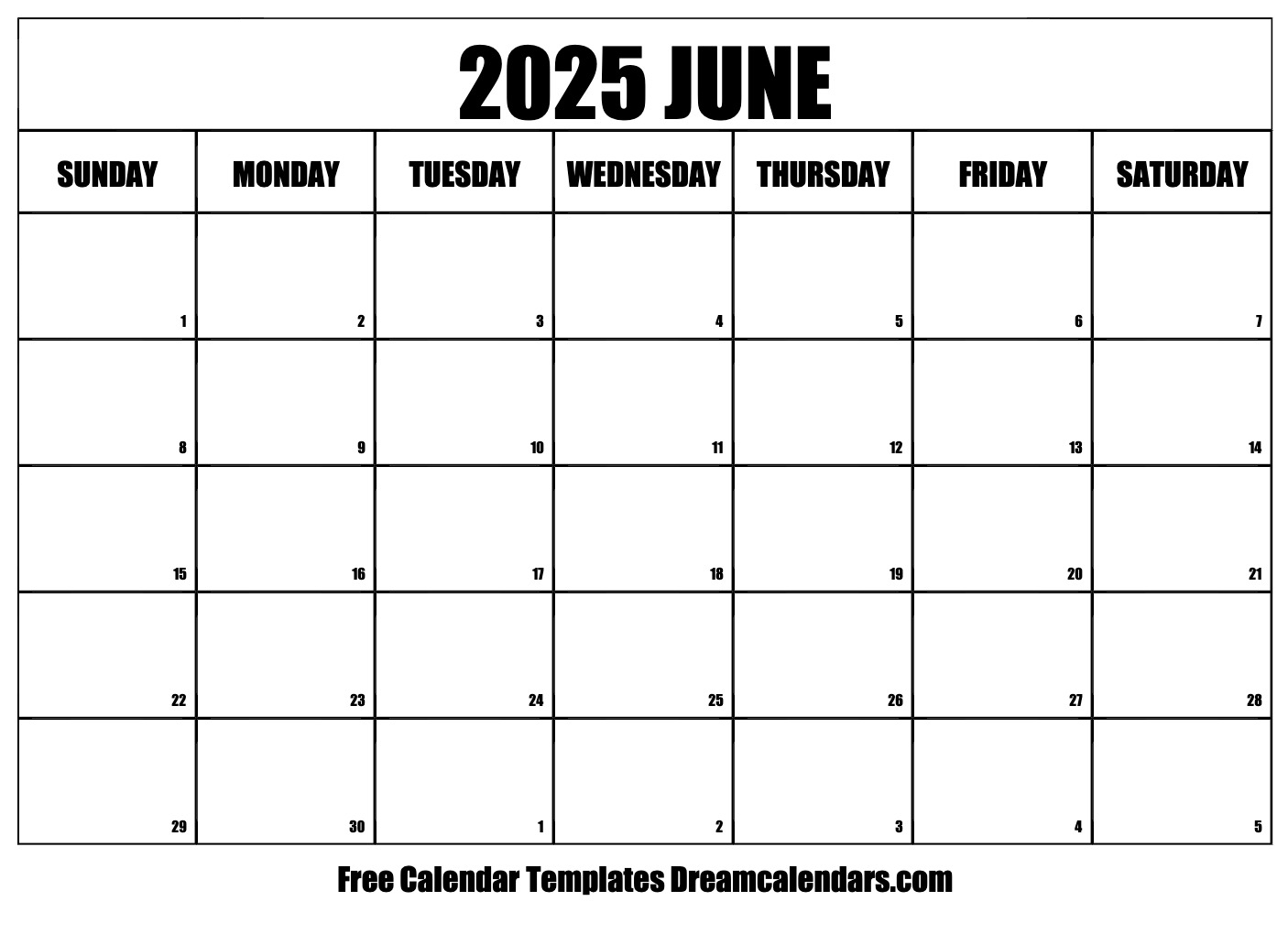 June 2025 Calendar Free Printable With Holidays And Observances