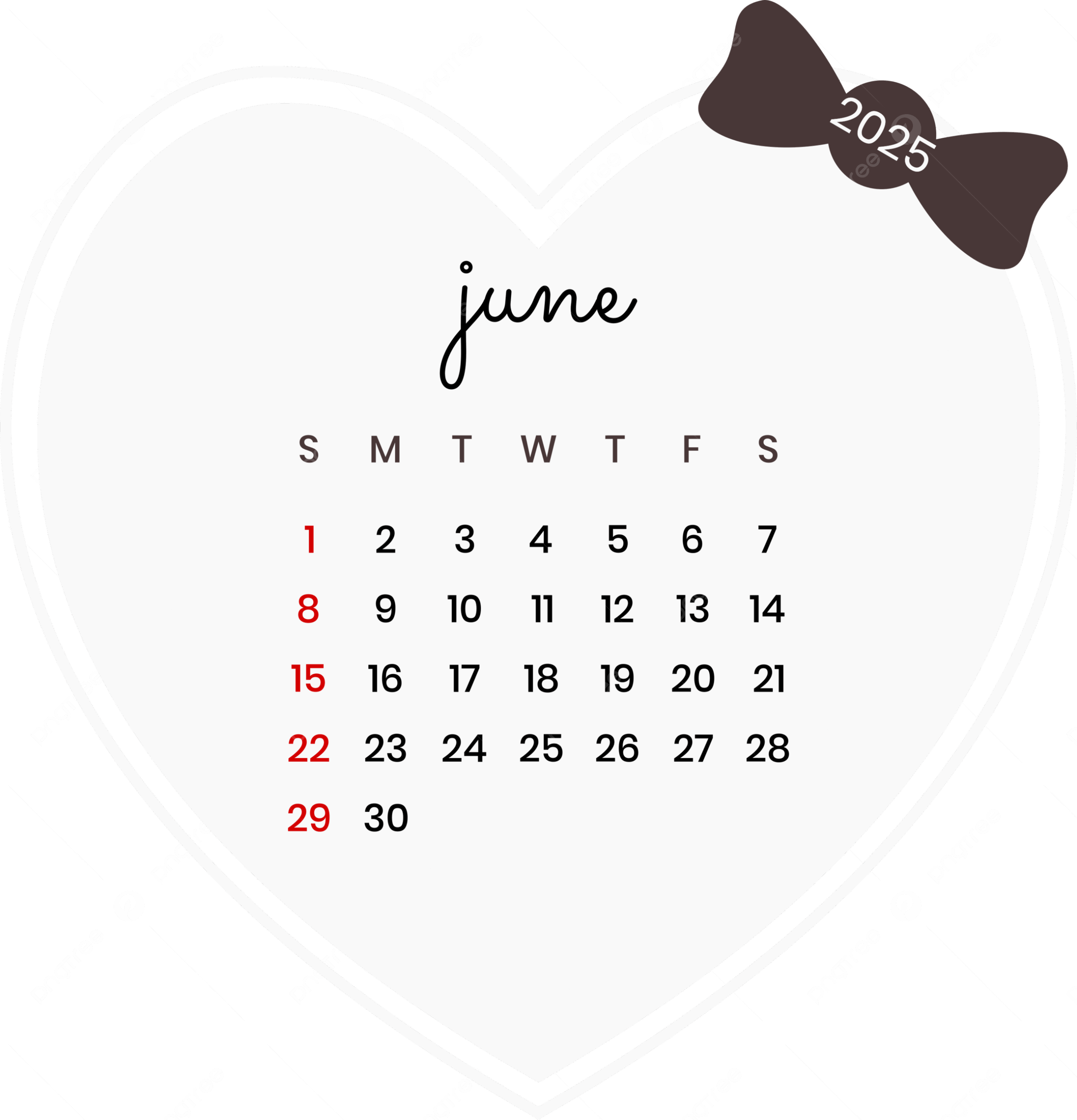 June 2025 Calendar Clipart