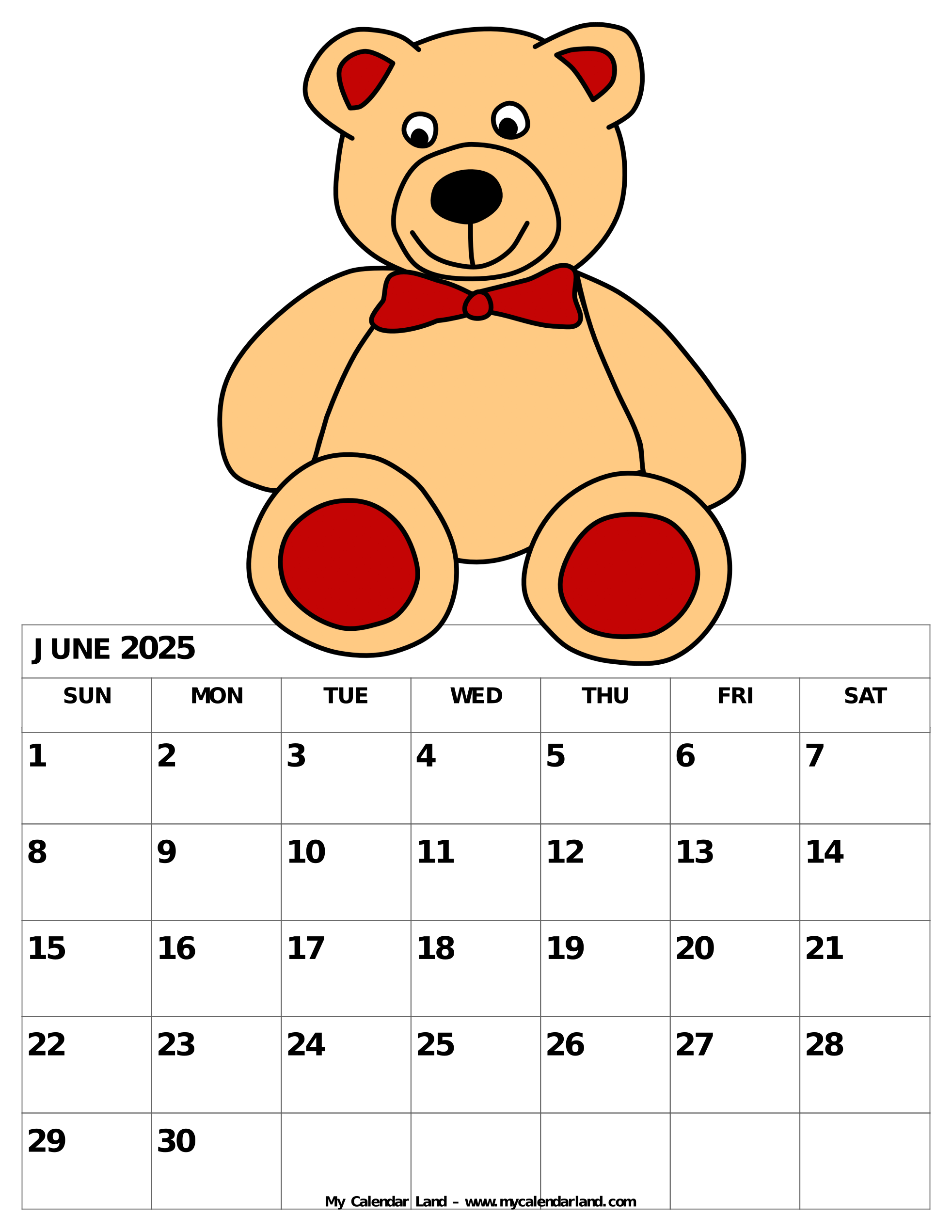 June 2025 Calendar My Calendar Land