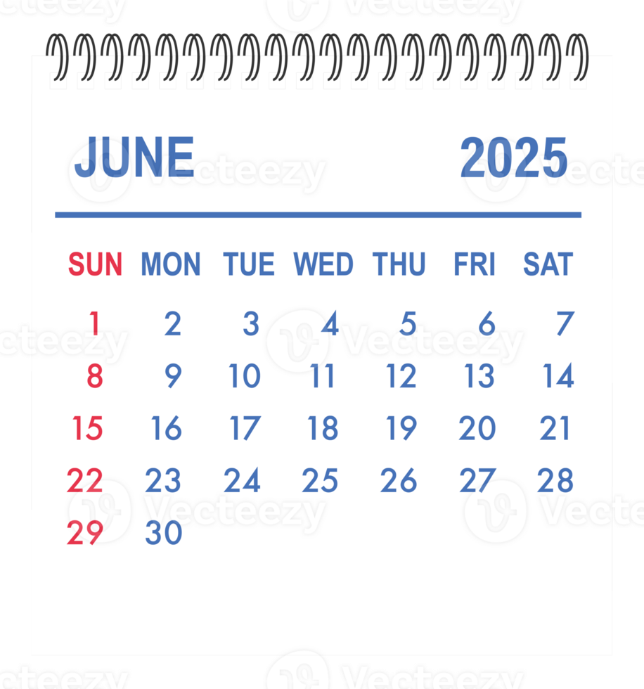 June 2025 Calendar Page Showing Days Weeks And Months For Scheduling And Planning 56703216 PNG