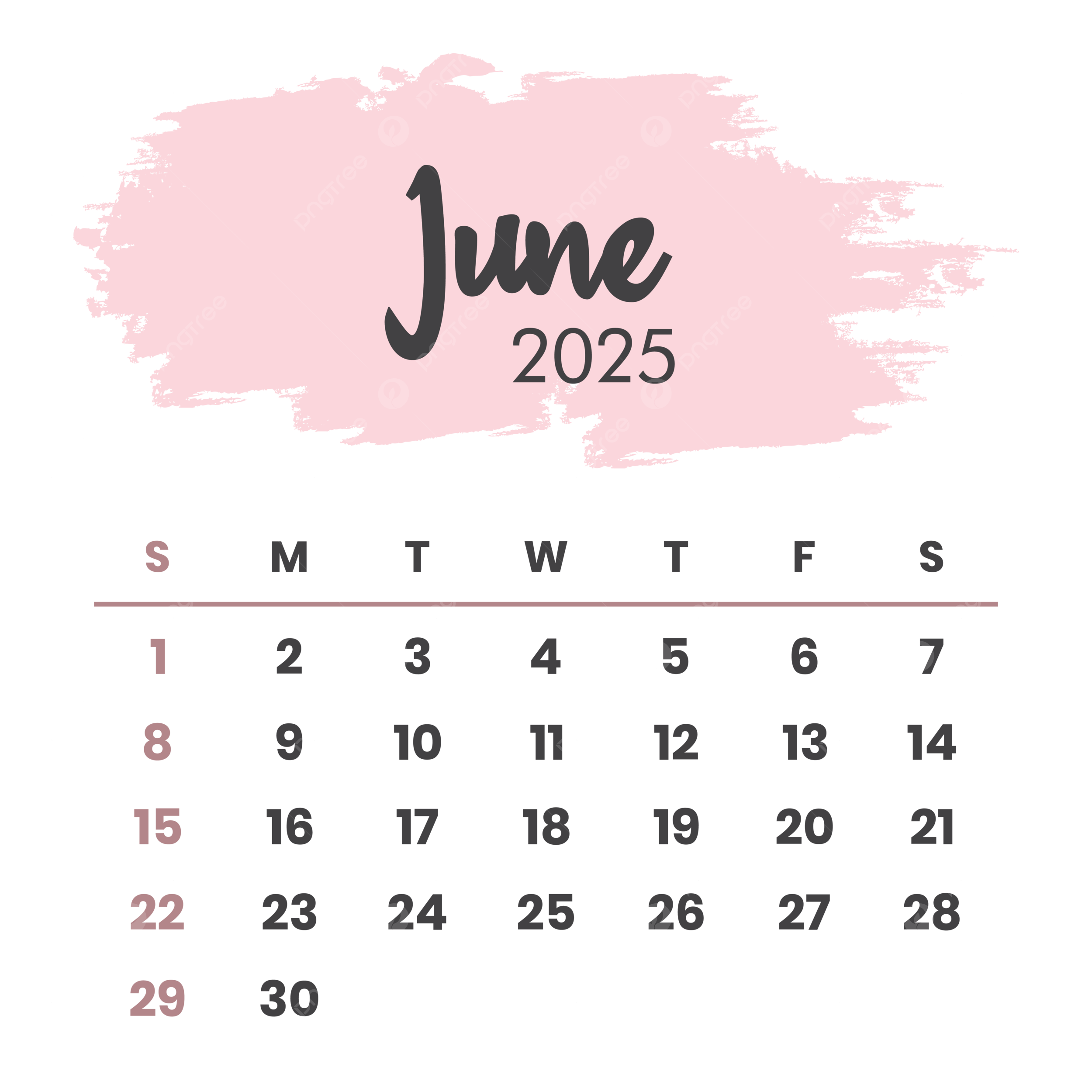 June 2025 Calendar PNG Transparent Images Free Download Vector Files Pngtree