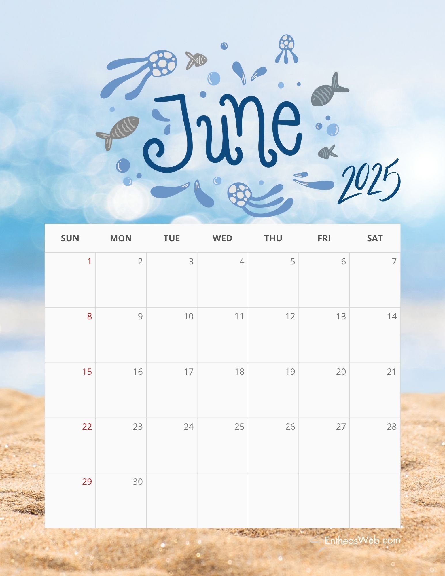 June 2025 Calendar Printables EntheosWeb