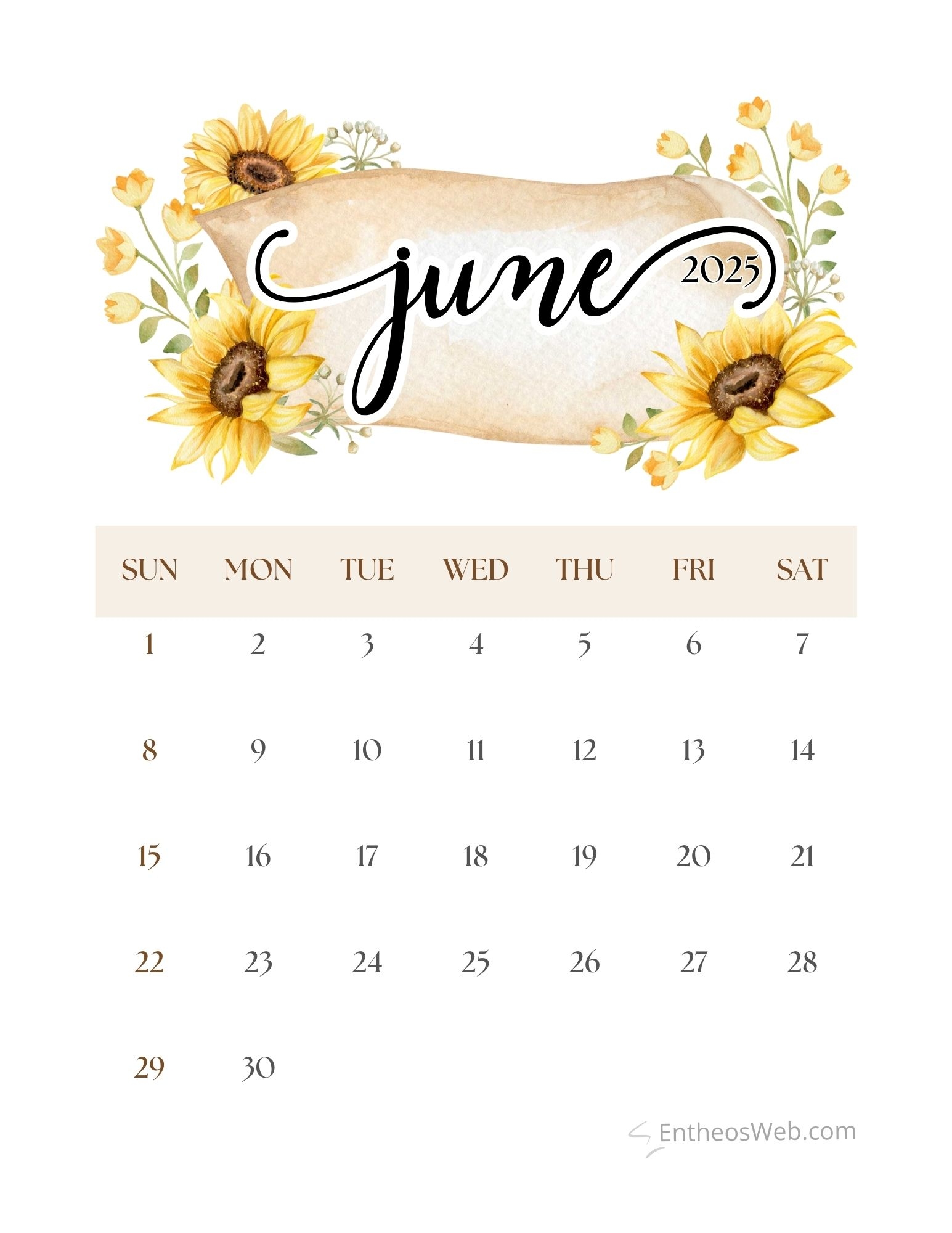 June 2025 Calendar Printables EntheosWeb