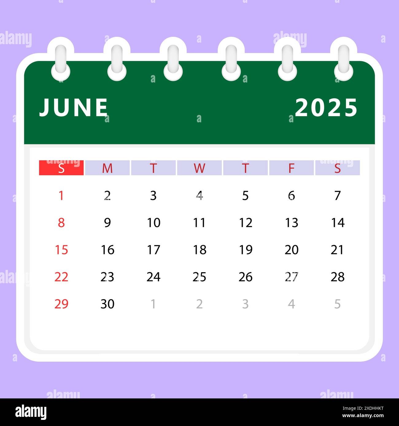 June 2025 Calendar Sunday Start Vector Design Stock Vector Image U0026 Art Alamy