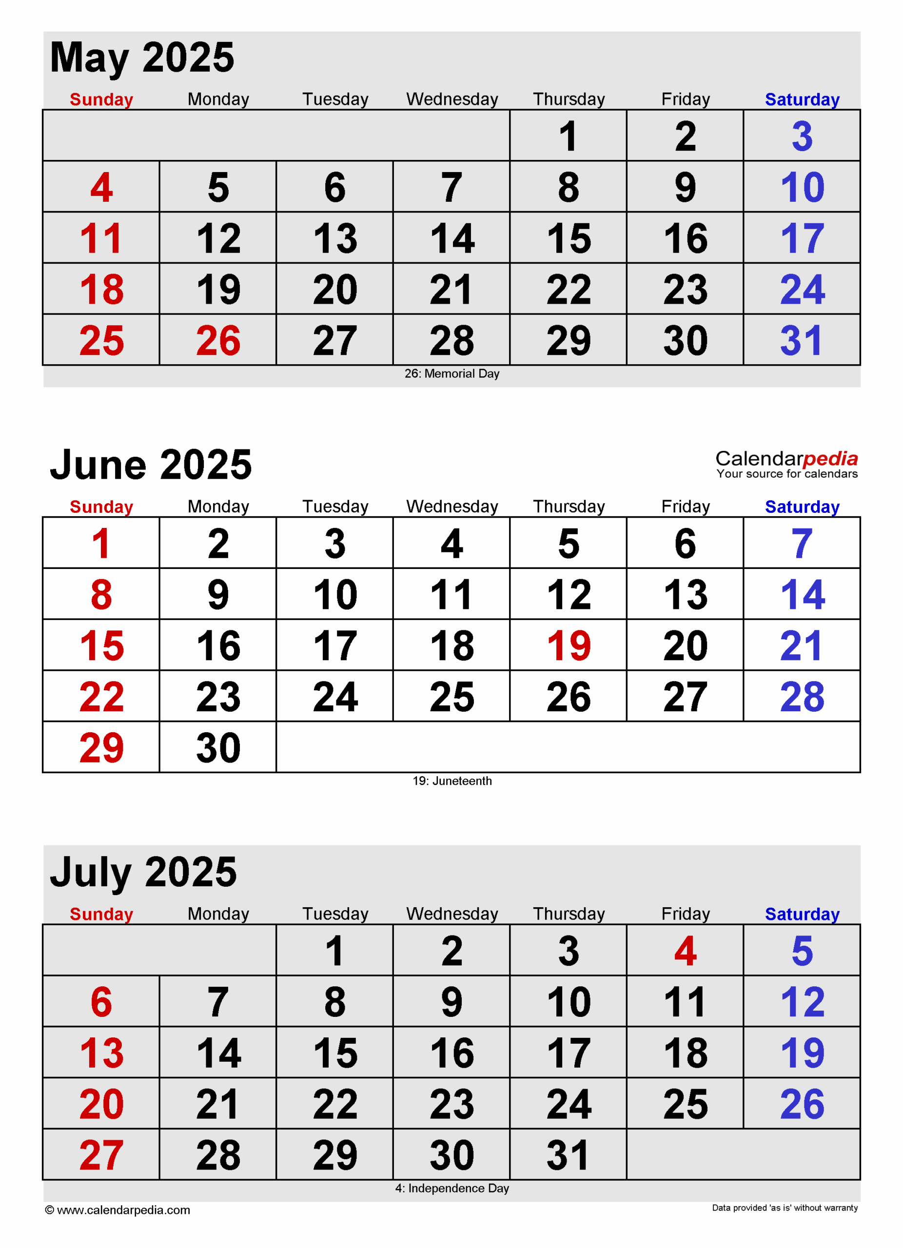 June 2025 Calendar Templates For PDF Excel And Word